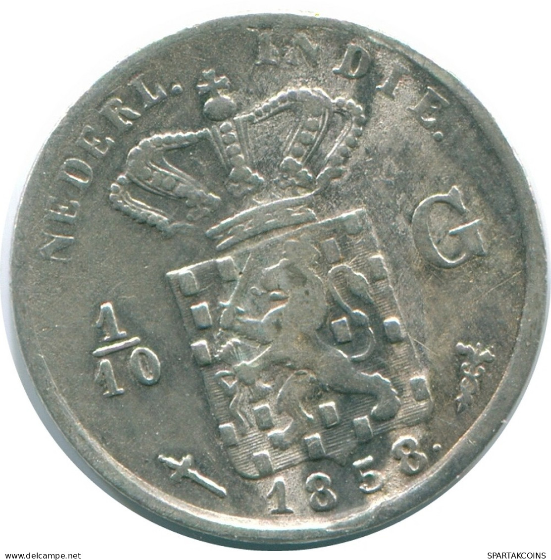 1/10 GULDEN 1858 INDIAS ORIENTALES DE LOS PAÍSES BAJOS PLATA #NL13170.3.E - Indes Néerlandaises