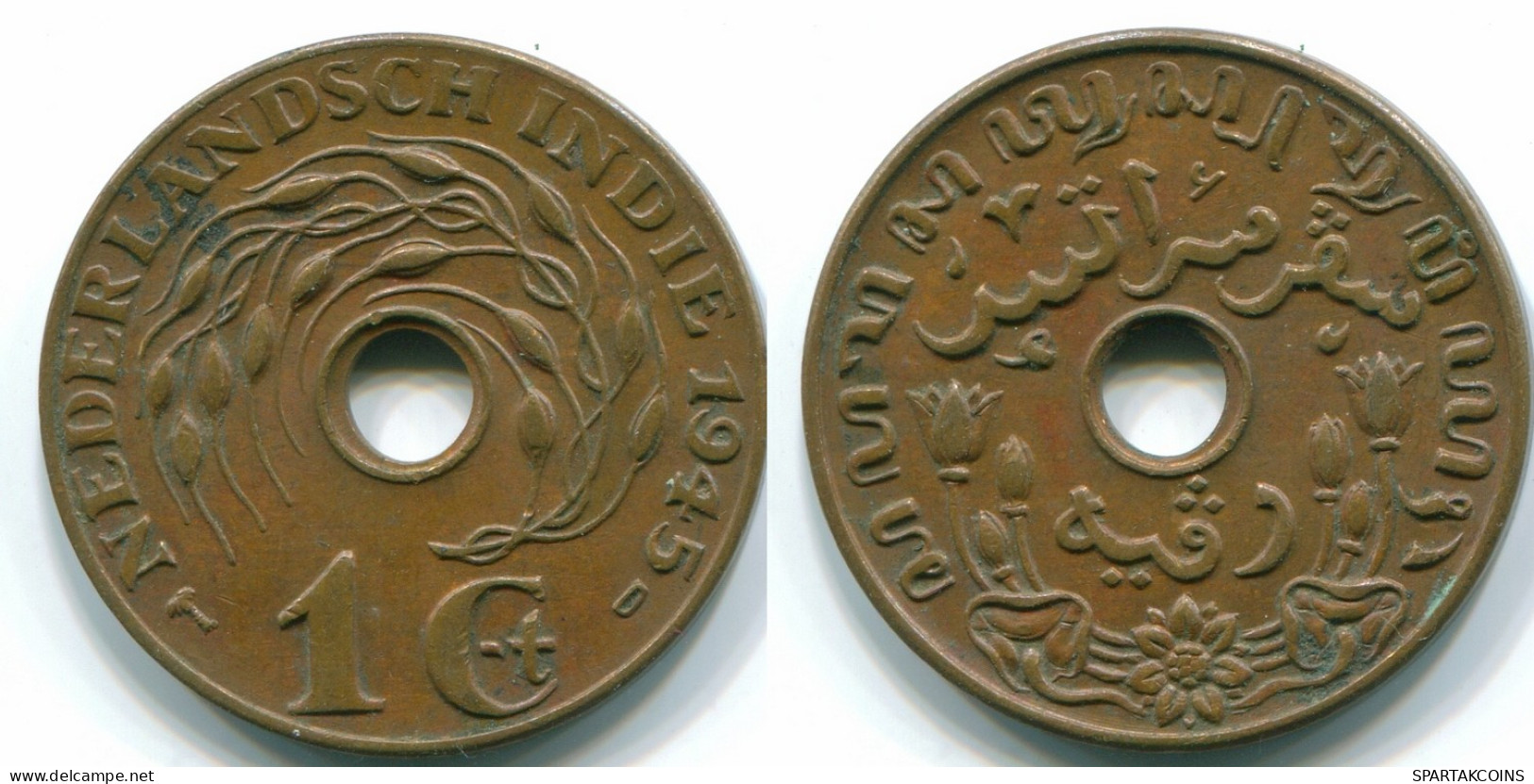 1 CENT 1945 D INDIAS ORIENTALES DE LOS PAÍSES BAJOS INDONESIA Bronze #S10370.E - Nederlands-Indië