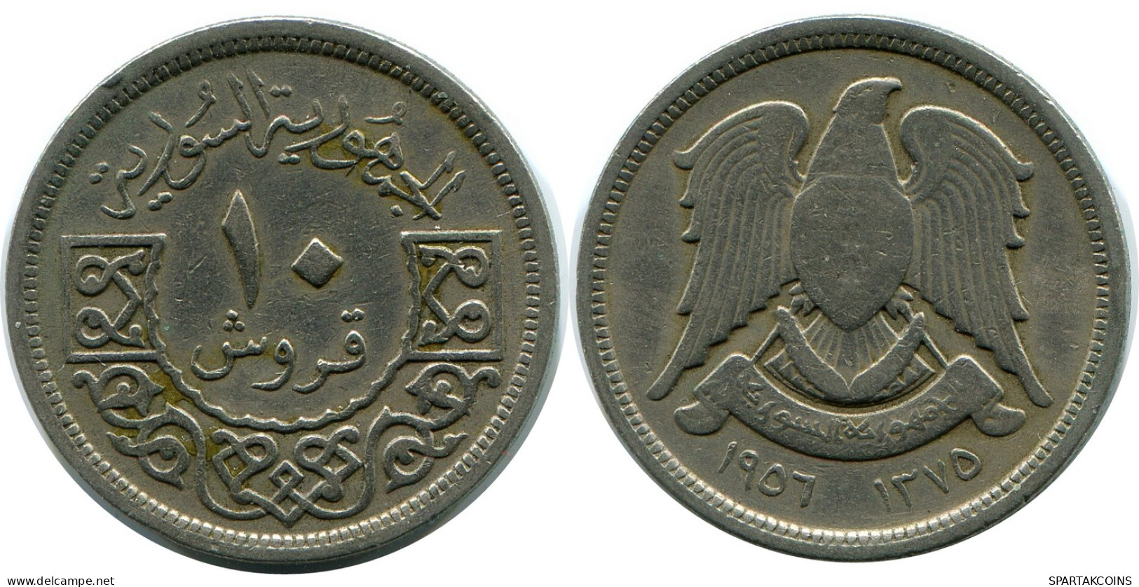 10 QIRSH / PIASTRES 1956 SIRIA SYRIA Islámico Moneda #AP556.E - Syrië