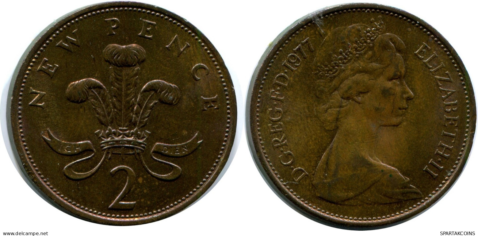 2 NEW PENCE 1977 UK GBAN BRETAÑA GREAT BRITAIN Moneda #AZ047.E - 2 Pence & 2 New Pence