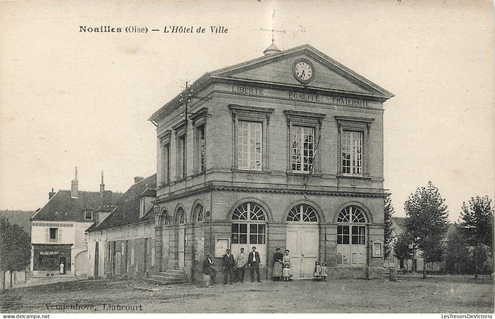 France - Nouilles - L'hôtel De Ville - Vendenhove - Animé - Horloge - Daté 1922 - Carte Postale Ancienne - Noailles