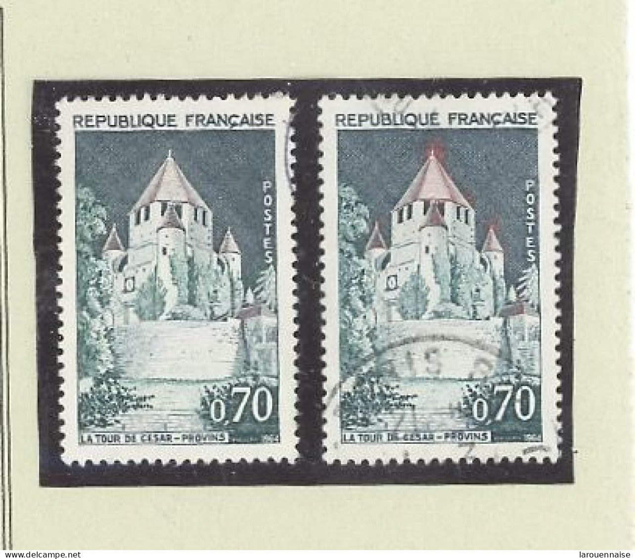 N°1392 A -b - TOUR DE PROVINS - VARIETE TOIT EN FLAMME  - Obl - - Used Stamps