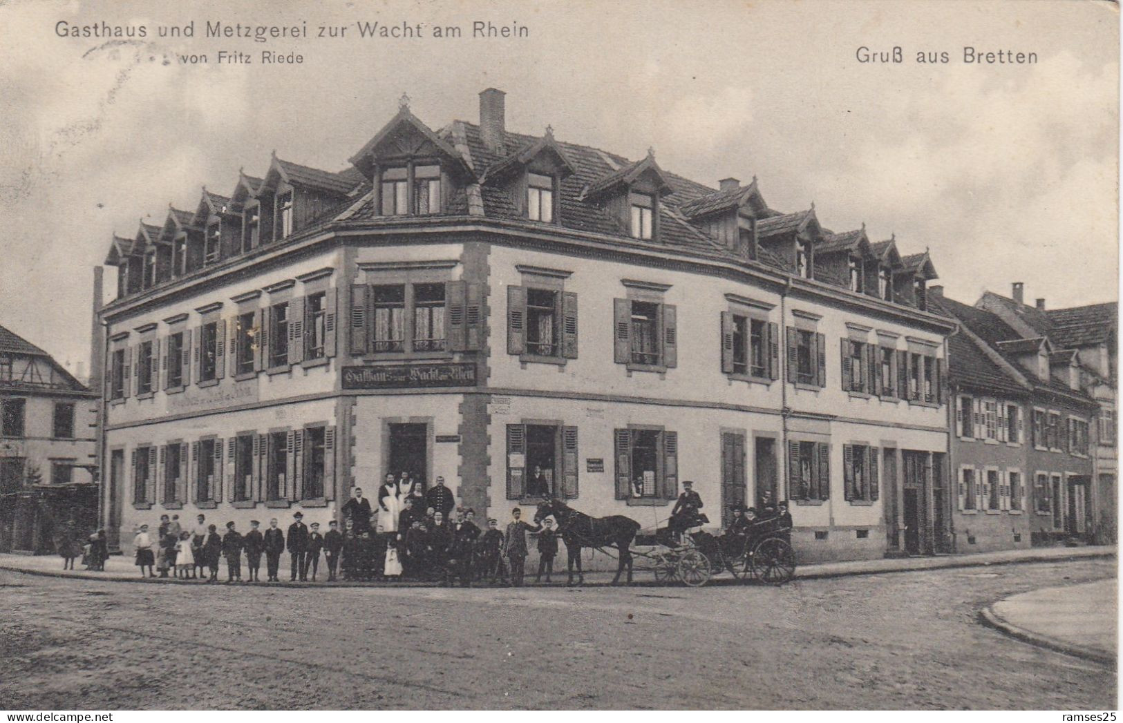 ( 241)  CPA  Bretten  Gasthaus Und Metzgerei Zur Am Rhein Von Fritz Riede - Bretten