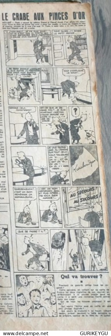 Rarissime TINTIN 1942 Le Crabe Au Pince D'or Reliure Album COEURS VAILLANTS 2 ème Semestre HERGE Cote BDM 350€ - Tintin