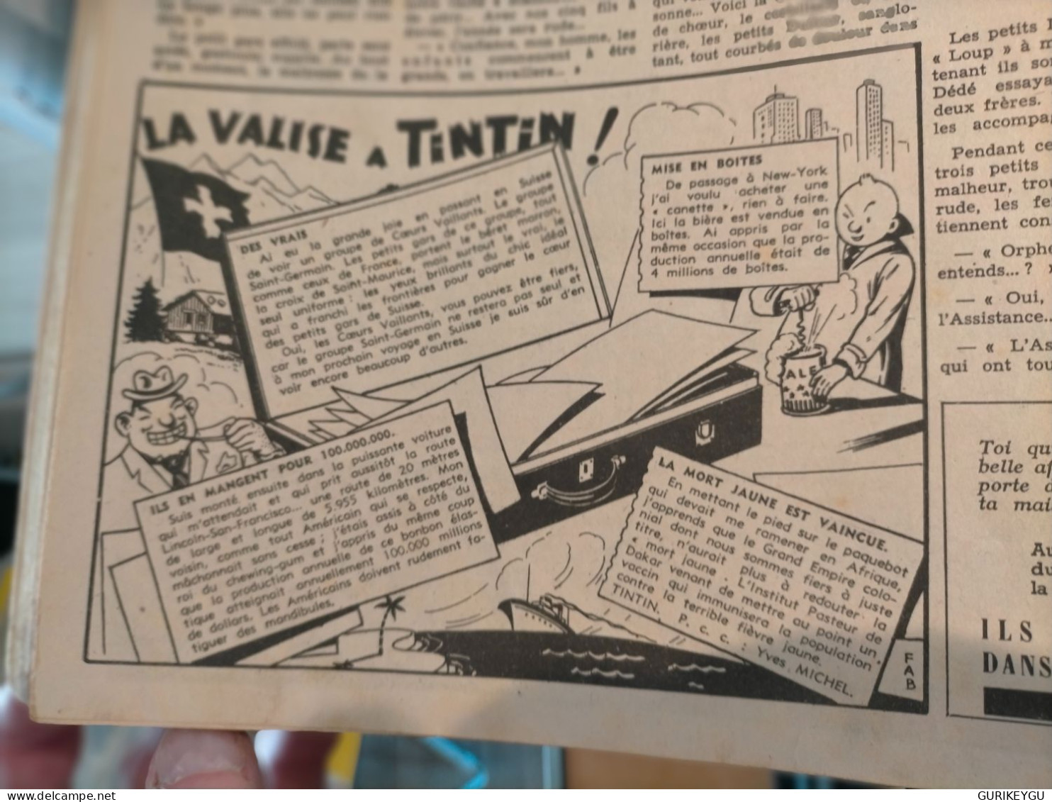 rarissime TINTIN 1942 le crabe au pince d'or reliure album COEURS VAILLANTS 2 ème semestre HERGE cote BDM 350€