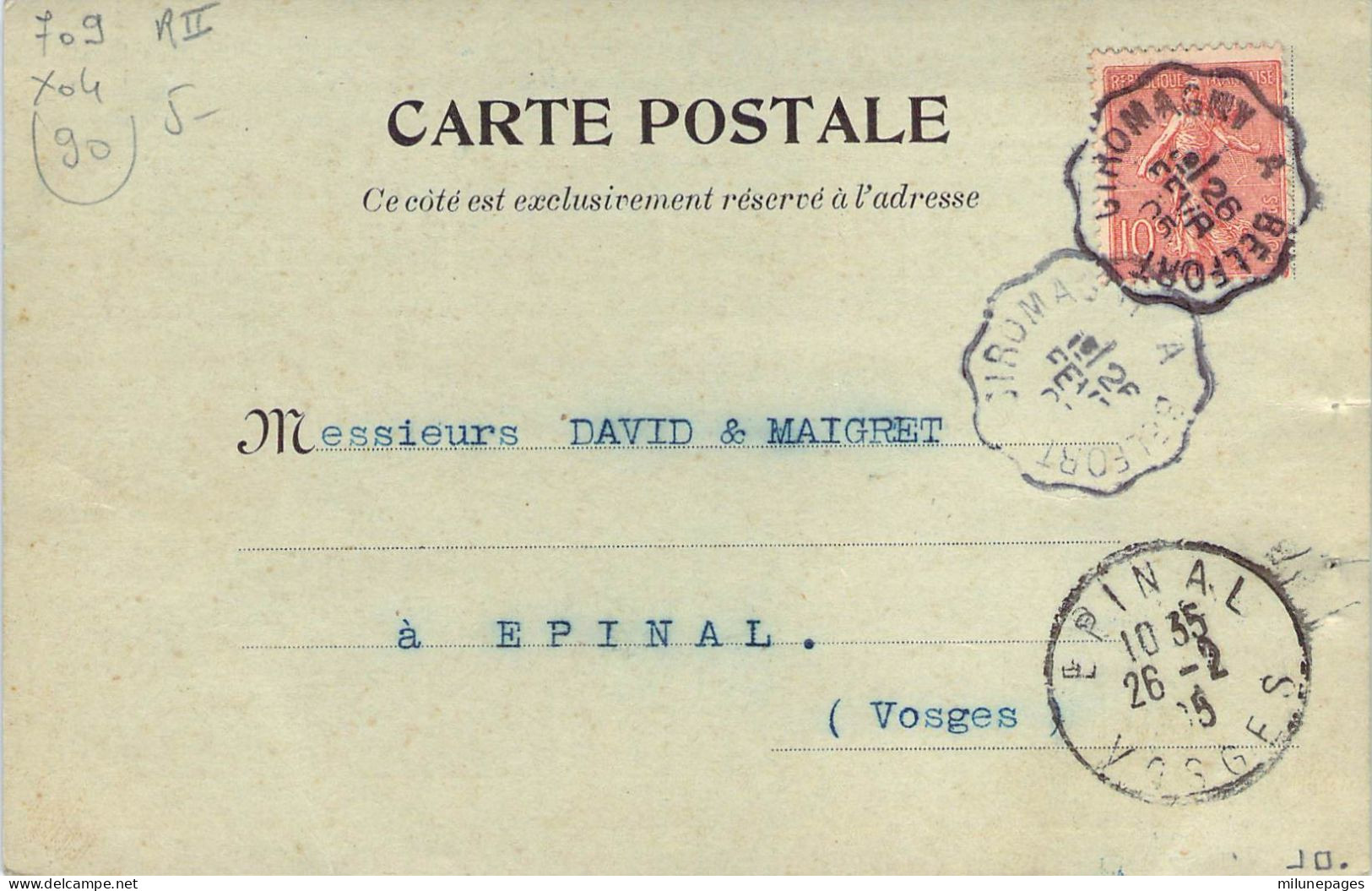 90 Carte Postale Privée Ets Kestner Produits Chimiques à Bellevue Par Giromagny + Convoyeur Giromagny à Belfort - Giromagny