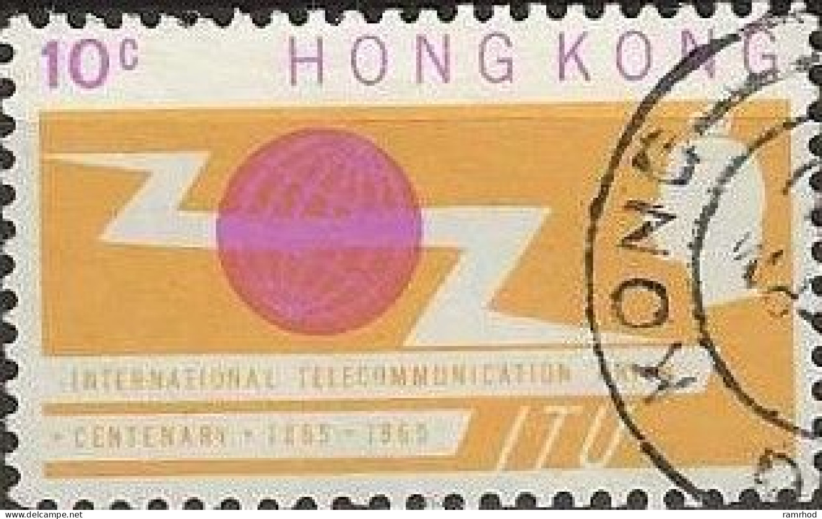 HONG KONG 1965 Centenary Of ITU -  10c - ITU Emblem FU - Used Stamps