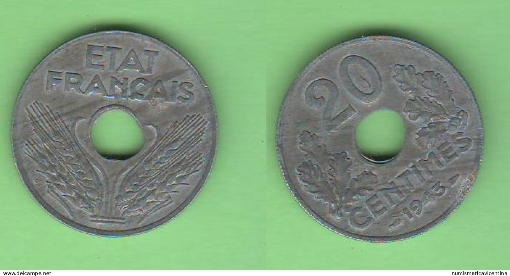 France 20 Centimes 1943 Francia  Etat Francais - 20 Centimes