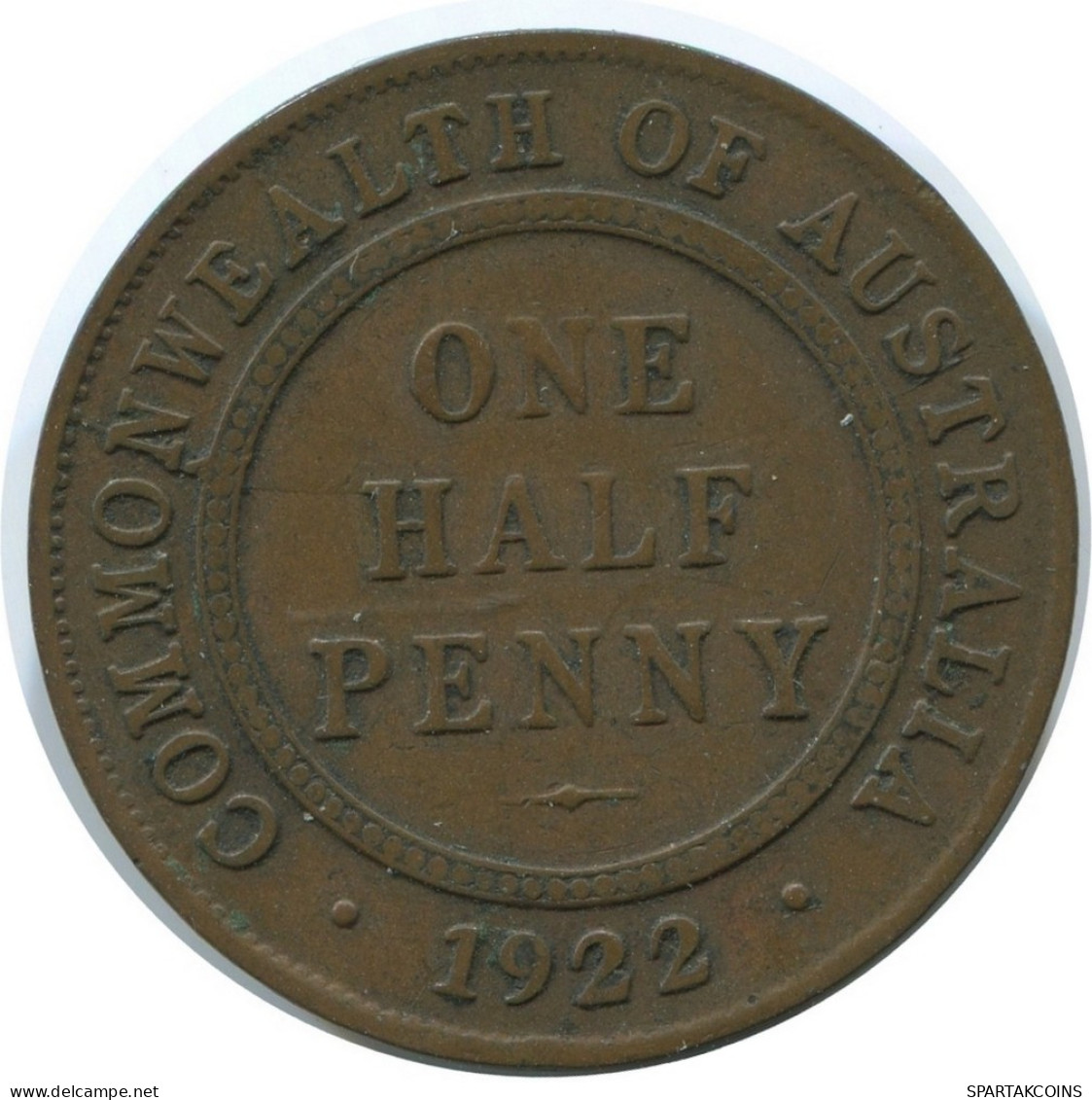 1/2 PENNI 1922 AUSTRALIE AUSTRALIA Pièce #AE791.16.F - ½ Penny