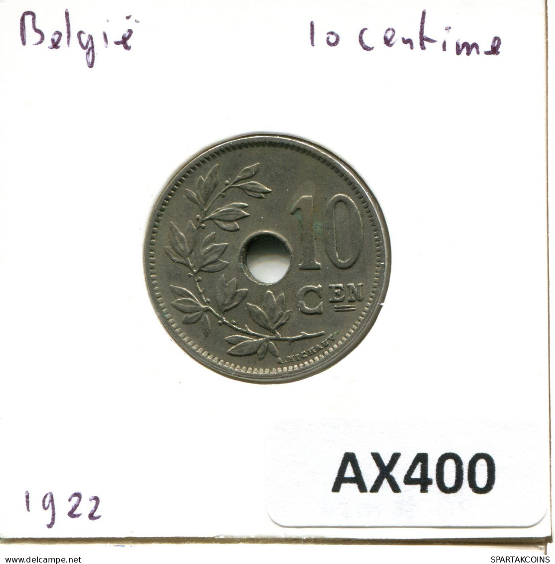 10 CENTIMES 1922 BELGIQUE BELGIUM Pièce DUTCH Text #AX400.F - 10 Cents
