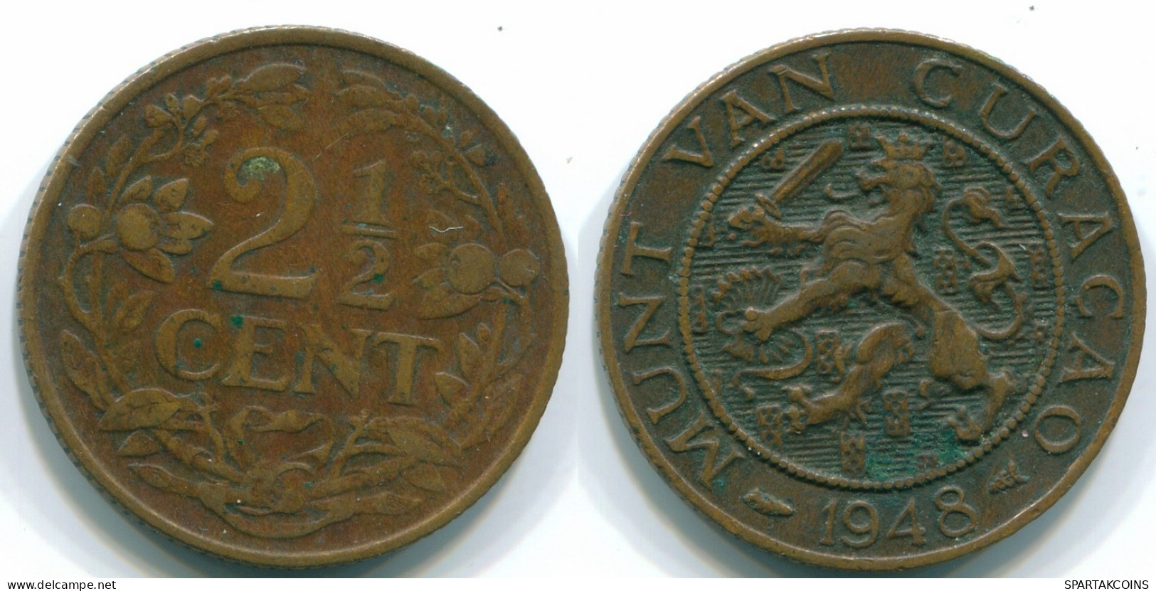 2 1/2 CENT 1948 CURACAO NÉERLANDAIS NETHERLANDS Bronze Colonial Pièce #S10122.F - Curacao