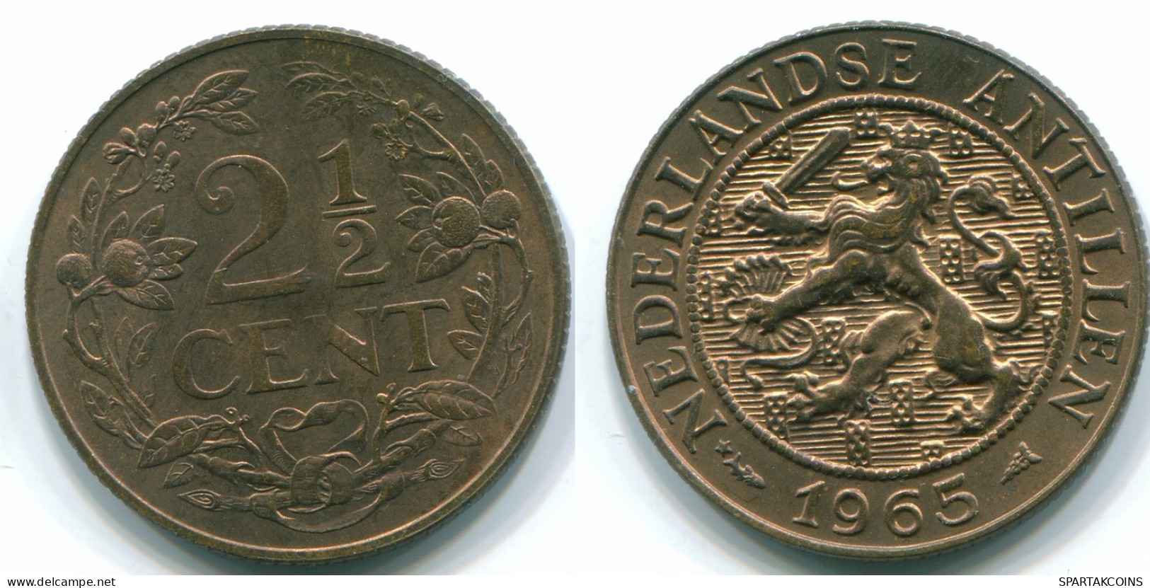 2 1/2 CENT 1965 CURACAO NÉERLANDAIS NETHERLANDS Bronze Colonial Pièce #S10232.F - Curaçao