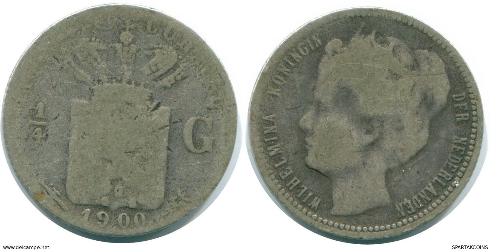 1/4 GULDEN 1900 CURACAO NÉERLANDAIS NETHERLANDS ARGENT Colonial Pièce #NL10469.4.F - Curacao