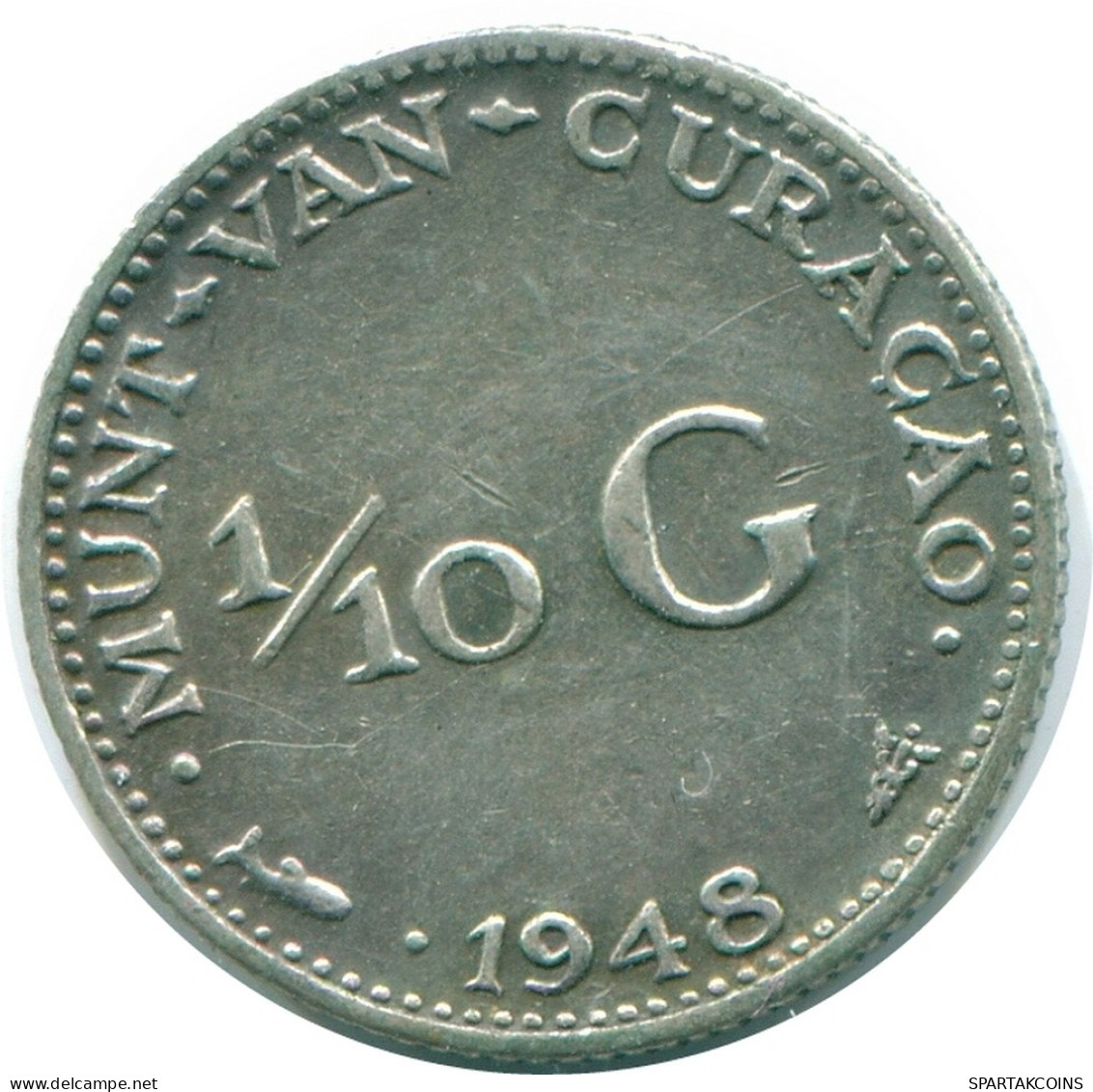 1/10 GULDEN 1948 CURACAO NÉERLANDAIS NETHERLANDS ARGENT Colonial Pièce #NL11903.3.F - Curacao