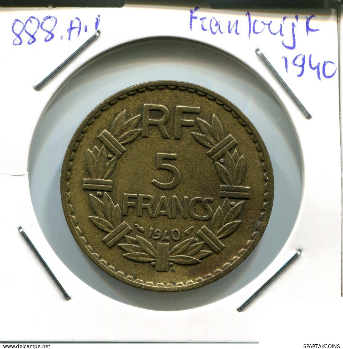 5 FRANCS 1940 FRANCE Pièce Française #AN381.F - 5 Francs