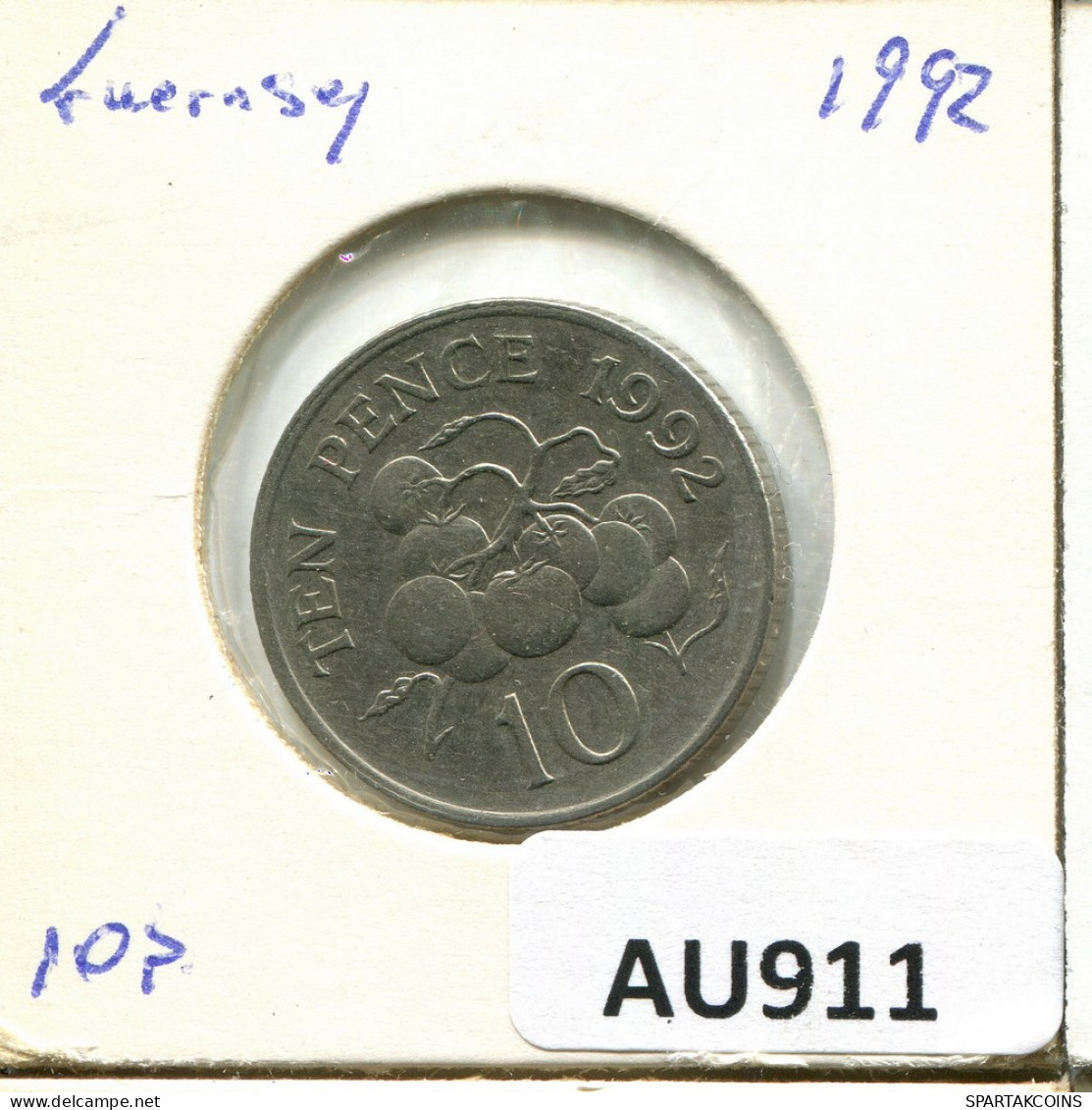 10 PENCE 1992 GUERNSEY Pièce #AU911.F - Guernesey