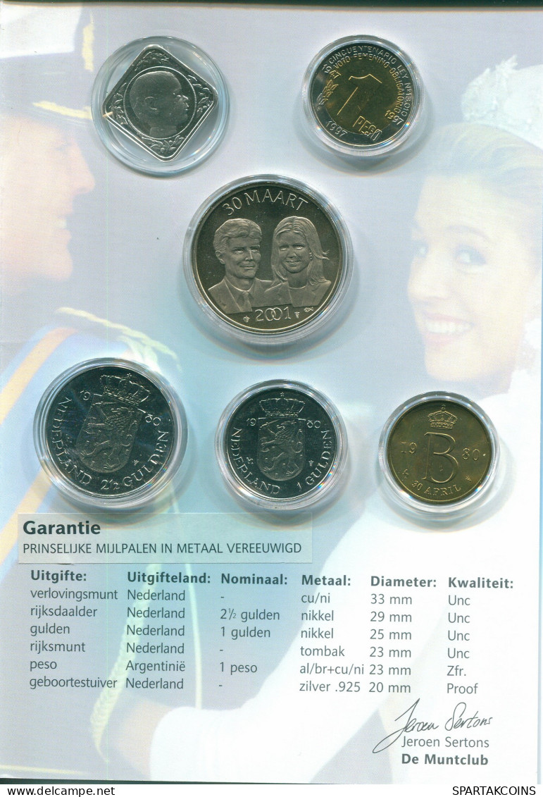 NÉERLANDAIS NETHERLANDS PRINCELY MILESTONES 1980 Pièce & MEDALS ARGENT PROOF #SET1084.7.F - Jahressets & Polierte Platten