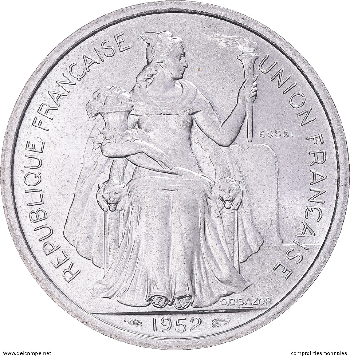 Monnaie, Nouvelle-Calédonie, 5 Francs, 1952, Paris, ESSAI, FDC, Aluminium - Nouvelle-Calédonie