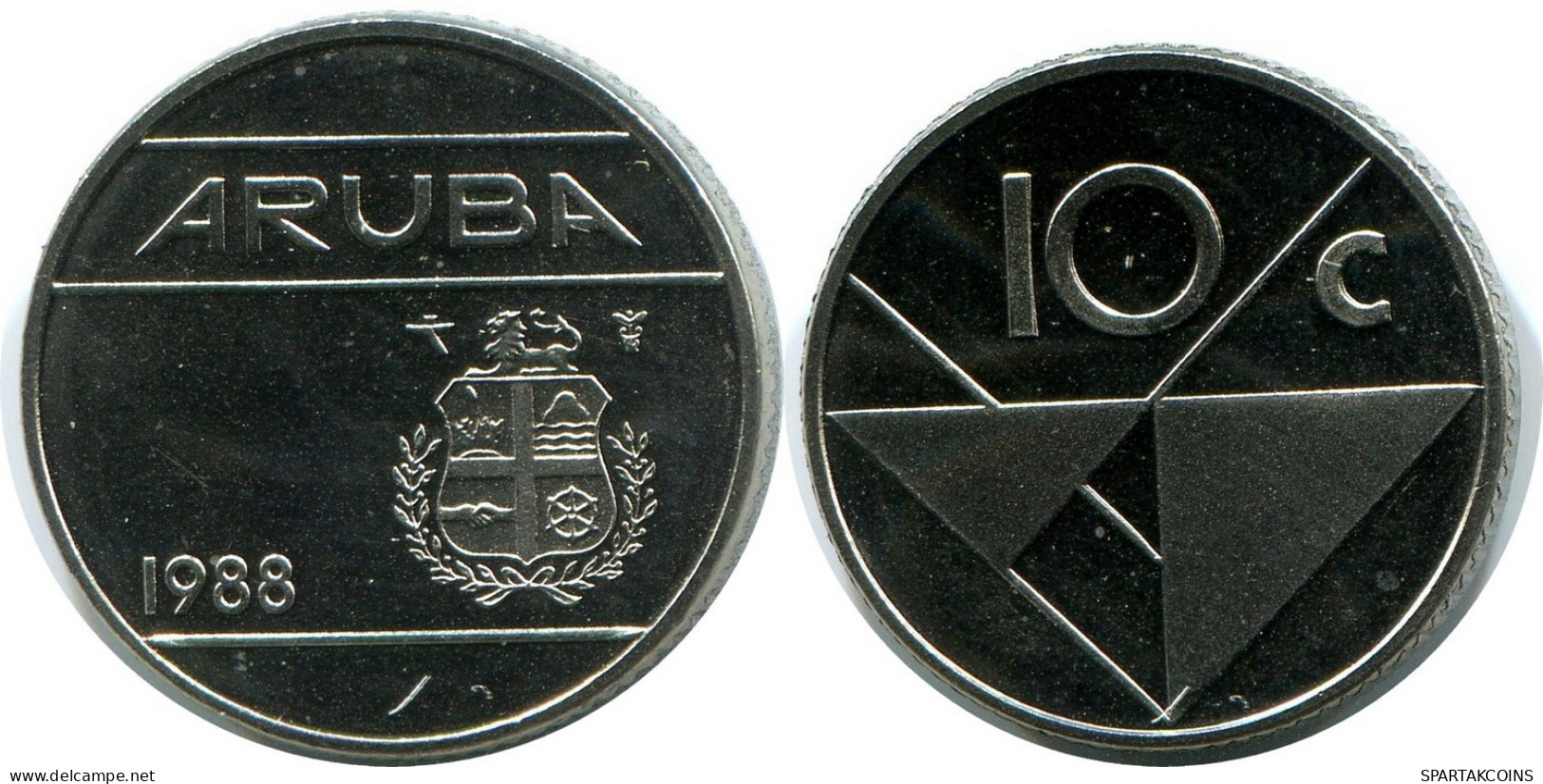 10 CENTS 1988 ARUBA Coin (From BU Mint Set) #AH073.U - Aruba