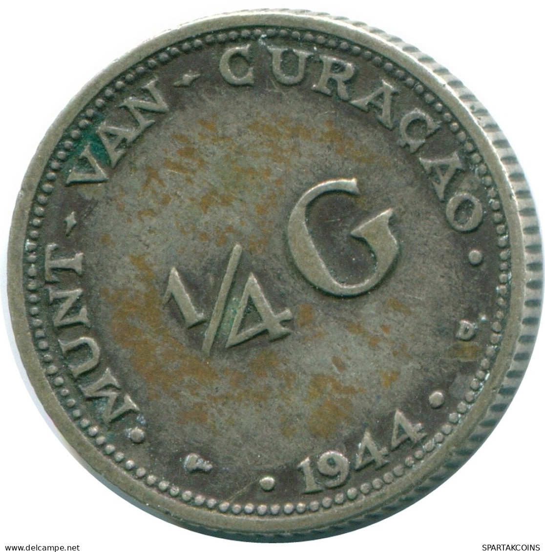 1/4 GULDEN 1944 CURACAO Netherlands SILVER Colonial Coin #NL10624.4.U - Curaçao