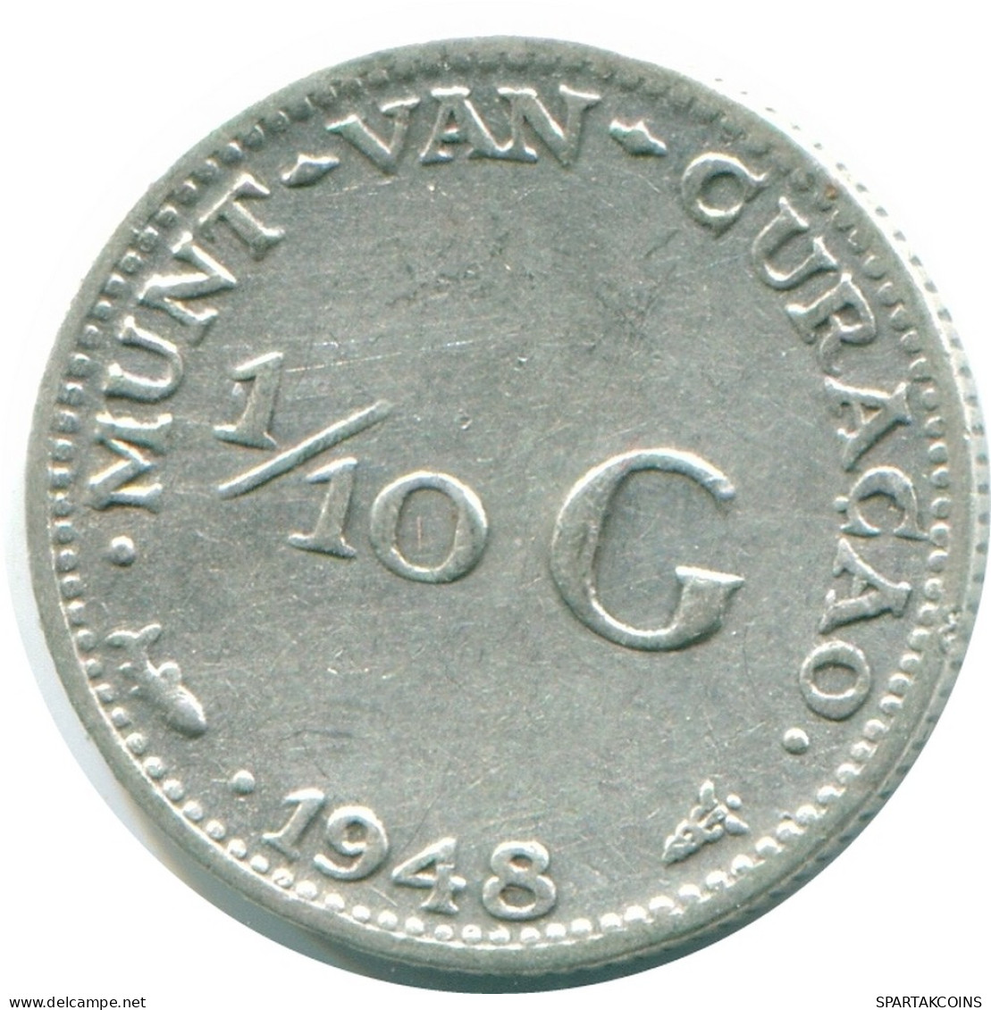 1/10 GULDEN 1948 CURACAO Netherlands SILVER Colonial Coin #NL11896.3.U - Curaçao