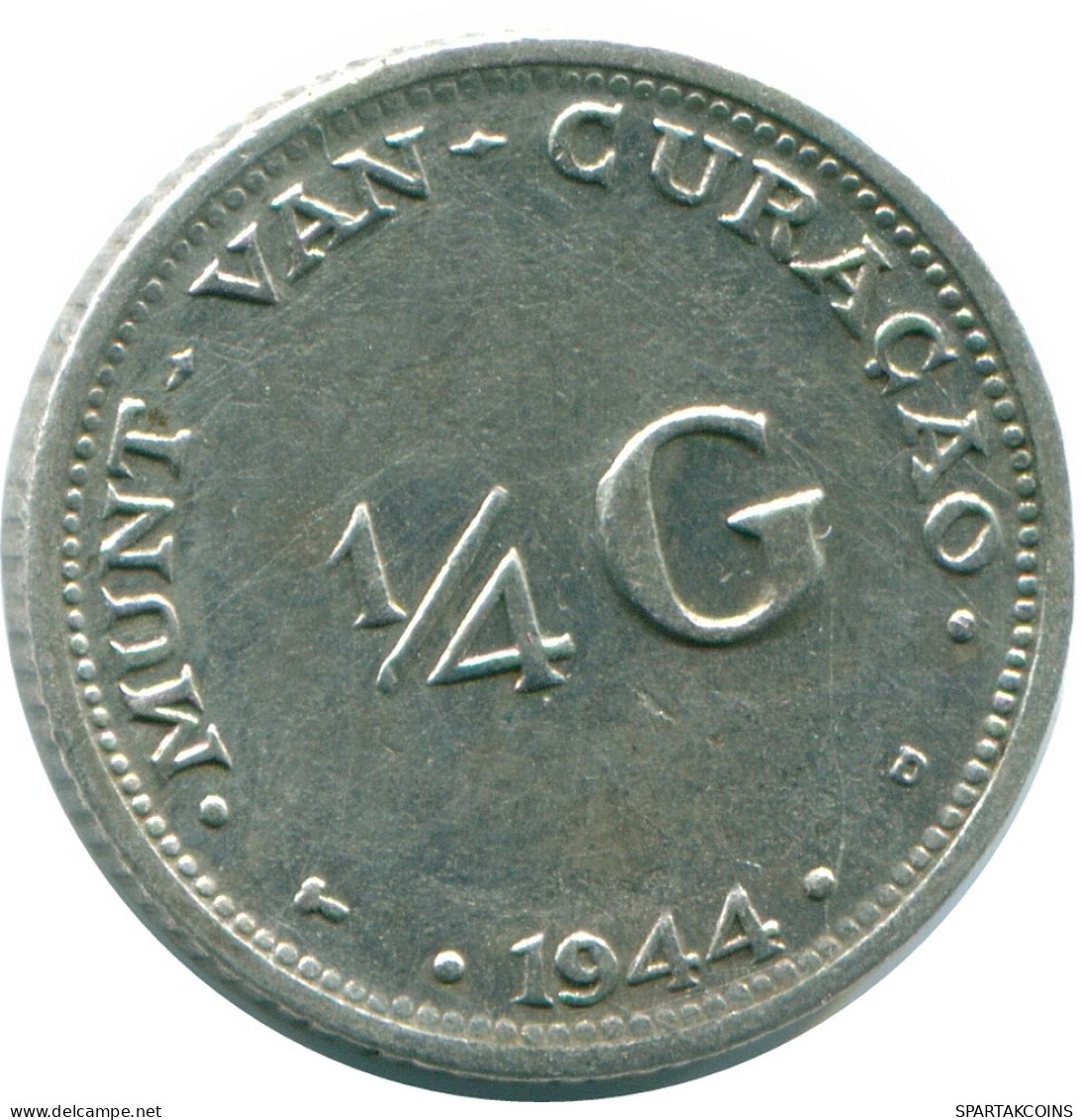 1/4 GULDEN 1944 CURACAO Netherlands SILVER Colonial Coin #NL10572.4.U - Curacao