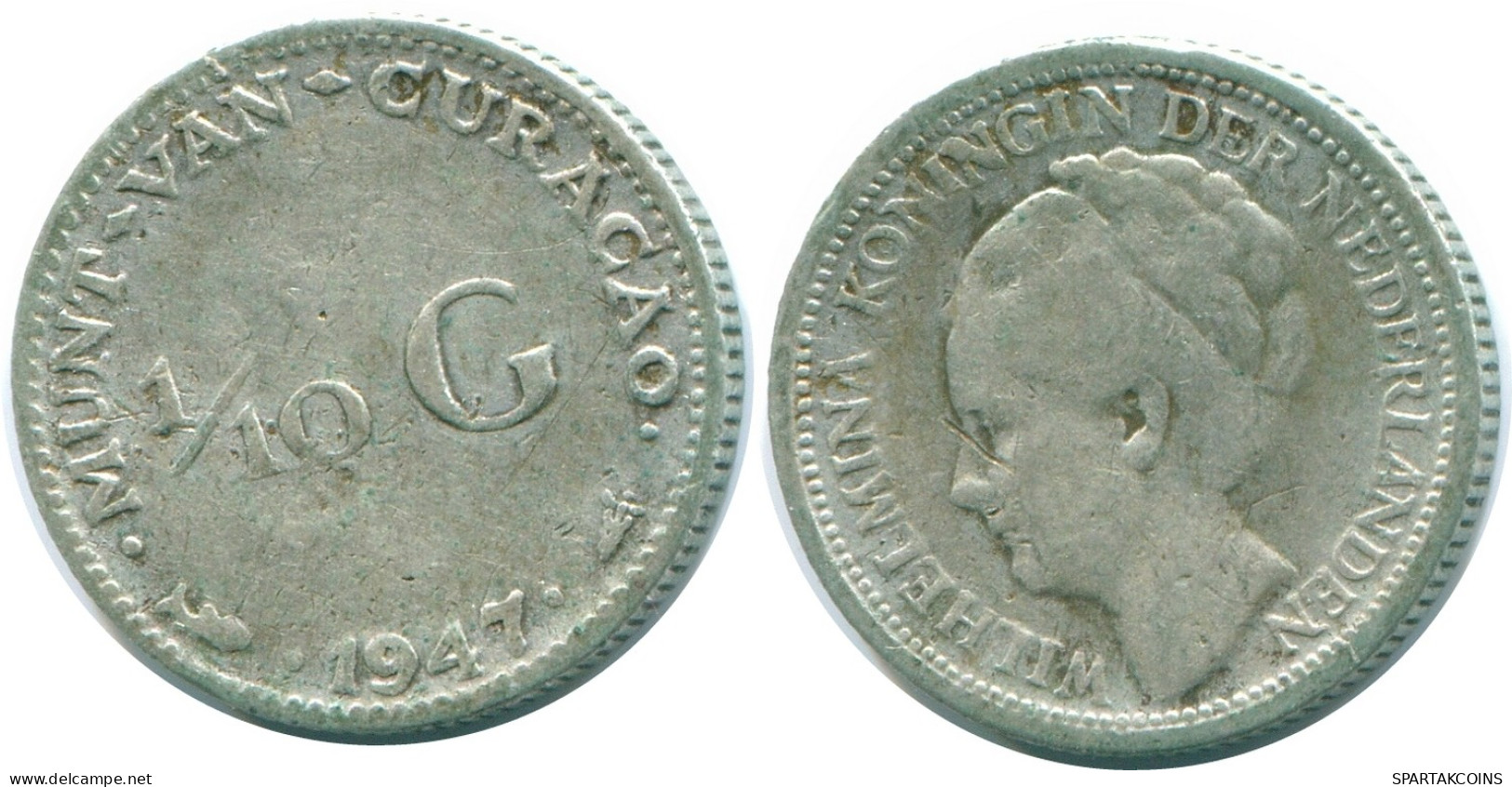 1/10 GULDEN 1947 CURACAO Netherlands SILVER Colonial Coin #NL11831.3.U - Curaçao