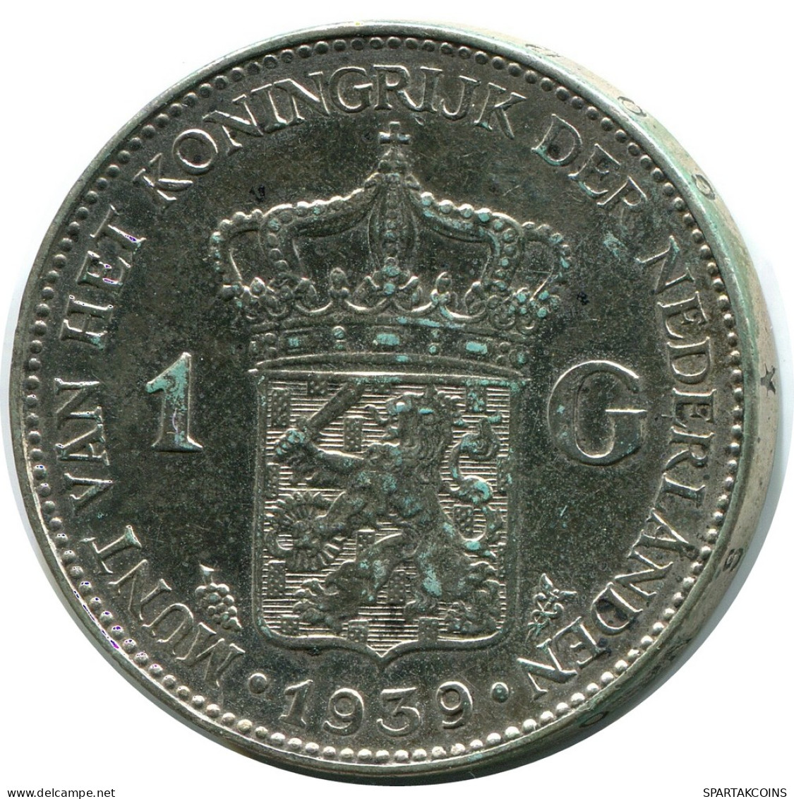 1 GULDEN 1939 NETHERLANDS SILVER Coin #AR934.U - 1 Gulden