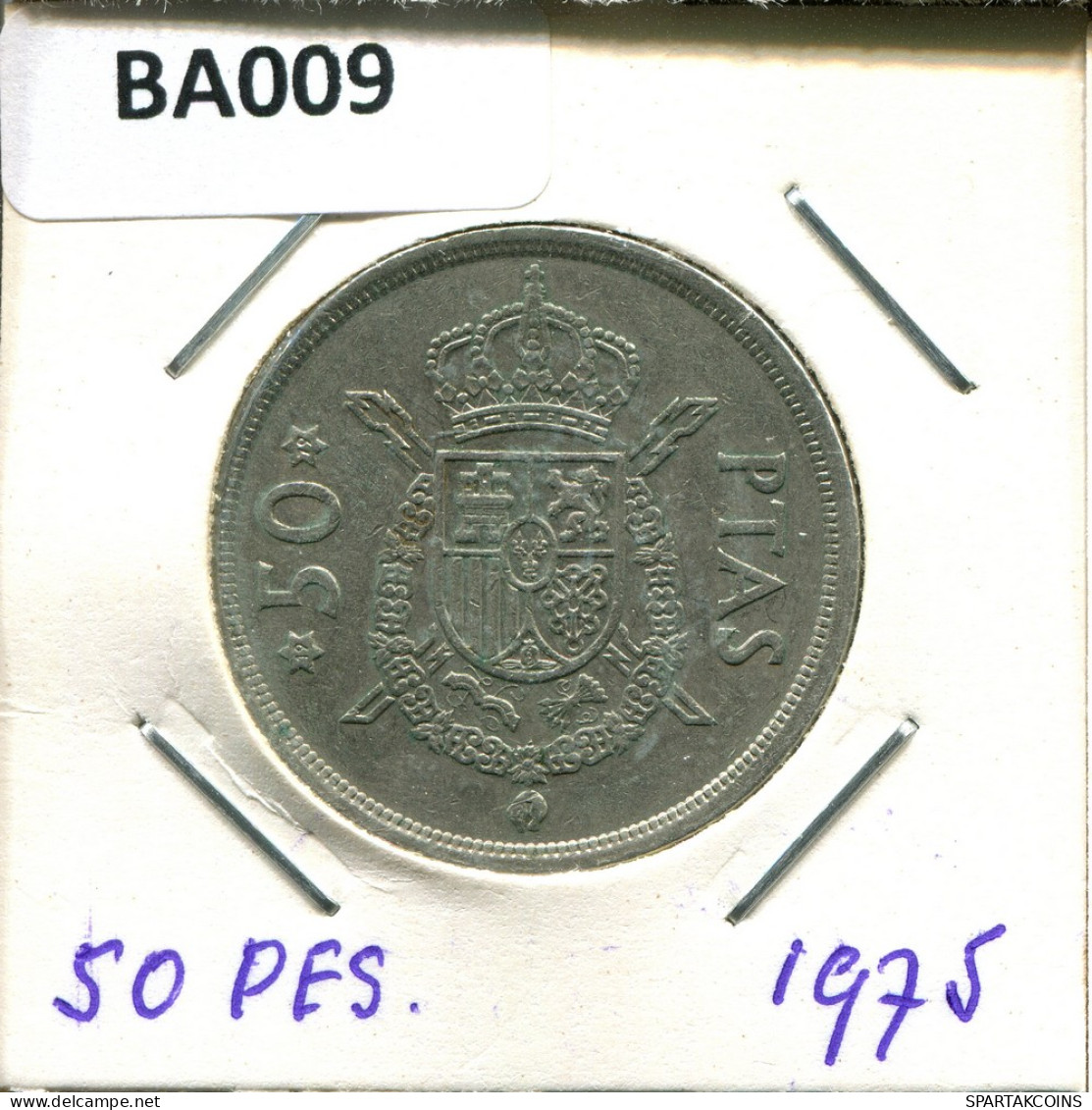 50 PESETAS 1975 SPAIN Coin #BA009.U - 50 Pesetas