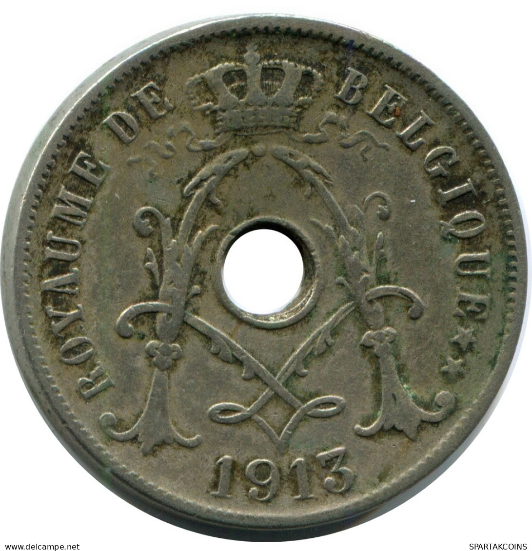 25 CENTIMES 1913 FRENCH Text BELGIUM Coin #AW981.U - 25 Cents