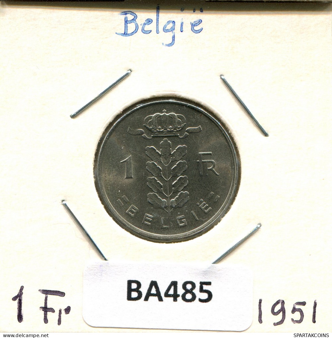 1 FRANC 1951 DUTCH Text BELGIUM Coin #BA485.U - 1 Franc