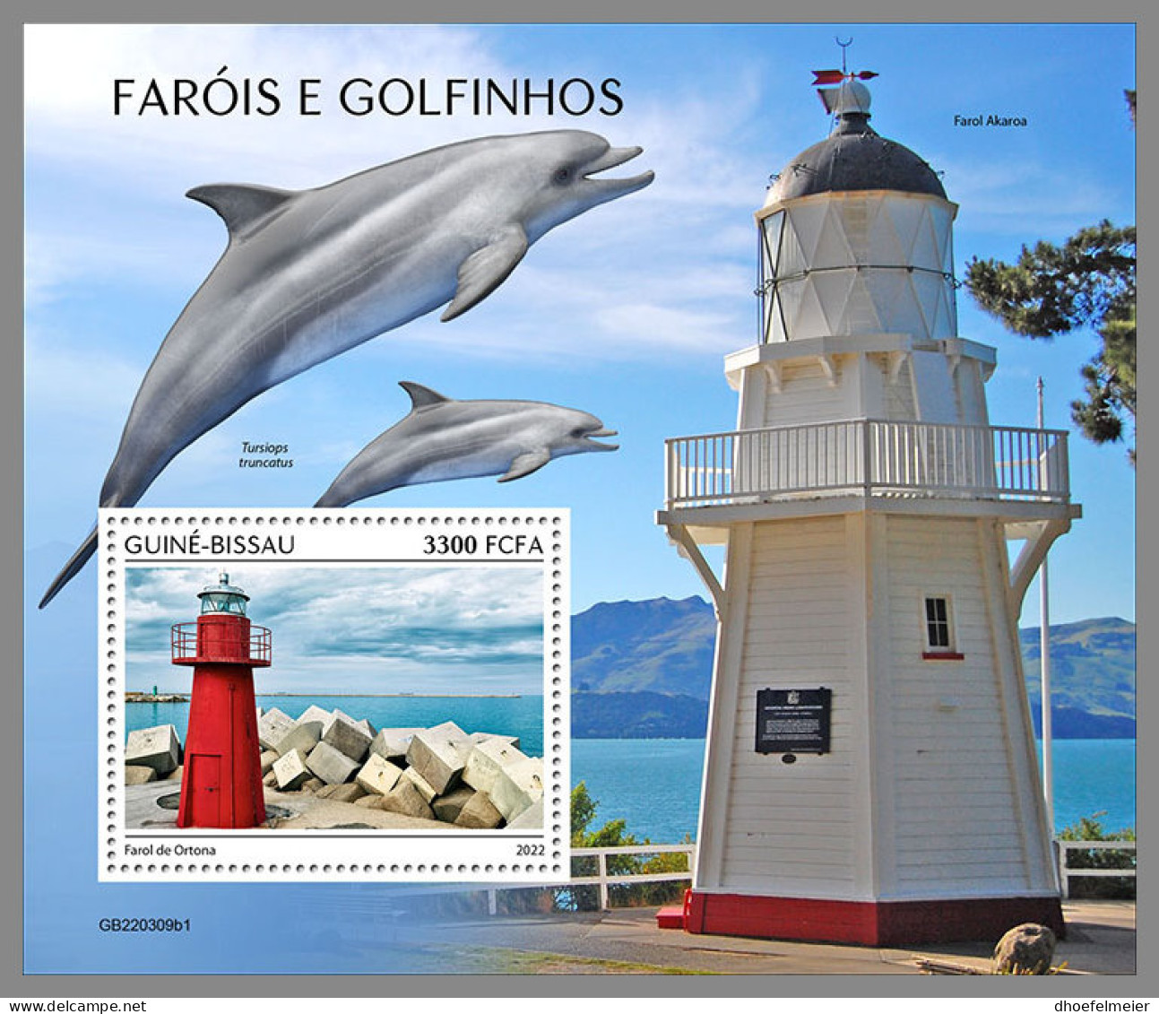 GUINEA BISSAU 2022 MNH Dolphins Delphine Dauphins Lighthouses S/S I - OFFICIAL ISSUE - DHQ2315 - Dauphins