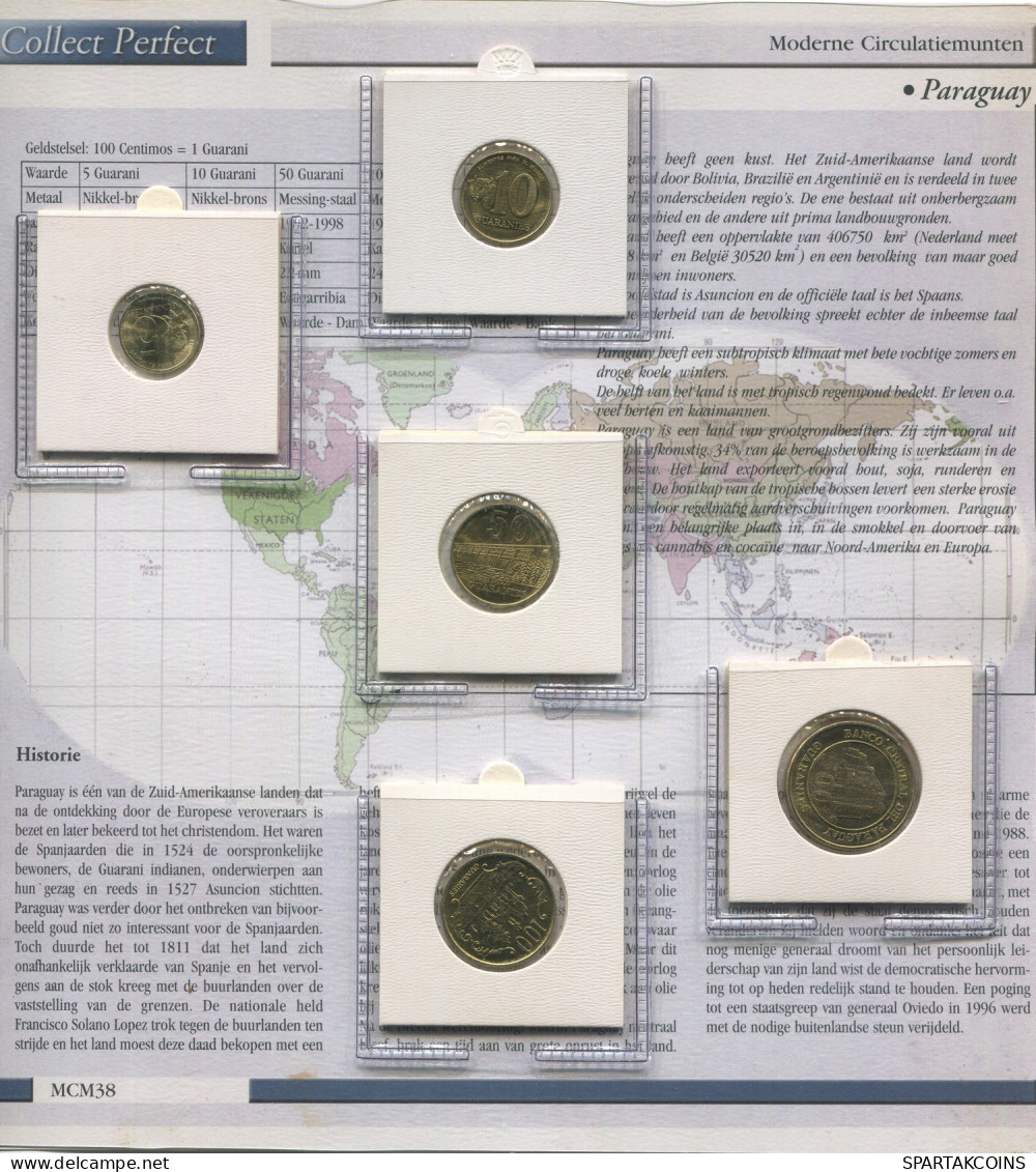 PARAGUAY 1990-1998 Coin SET 5. 10. 50. 100. 500 GUARANIES UNC #SET1170.5.U - Paraguay