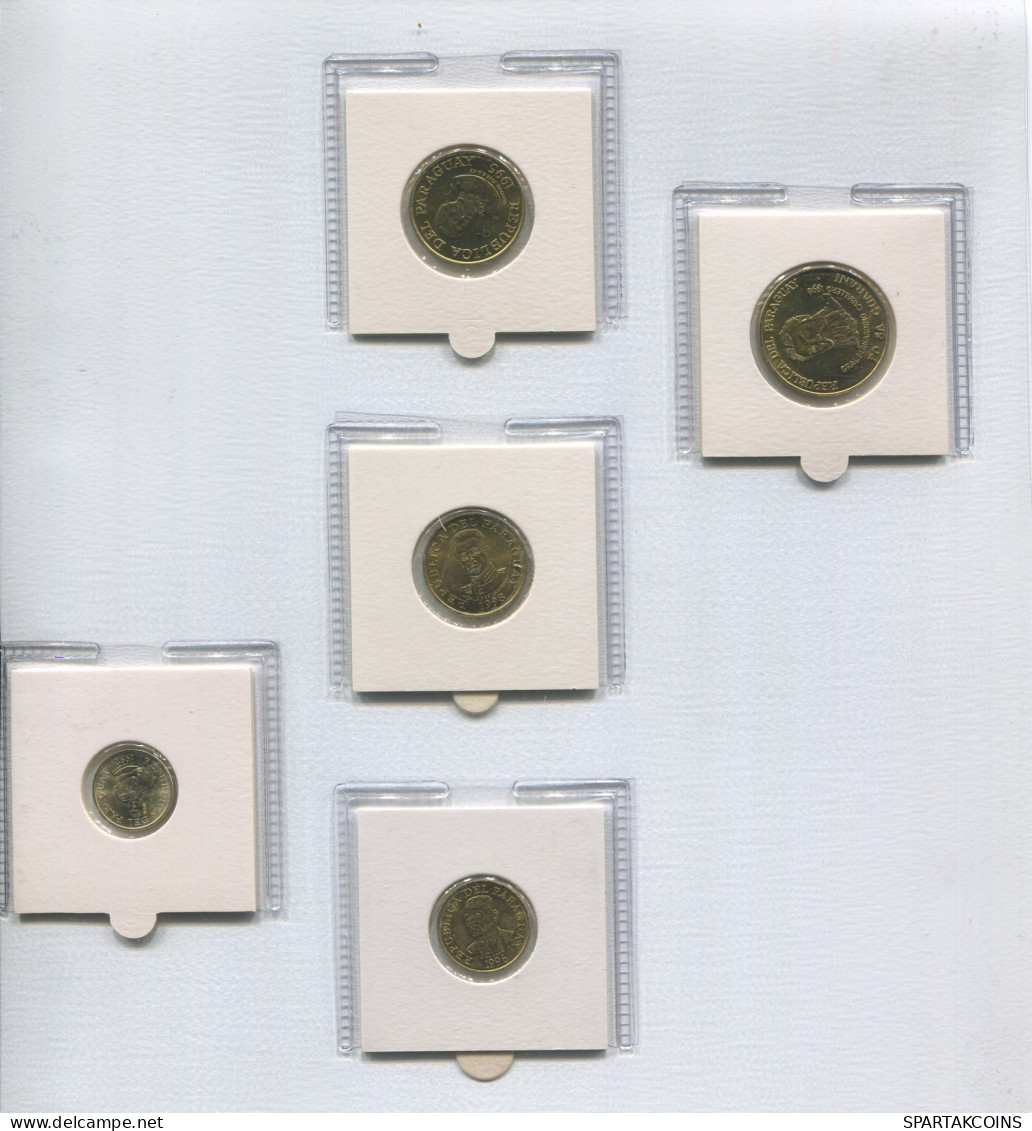 PARAGUAY 1990-1998 Coin SET 5. 10. 50. 100. 500 GUARANIES UNC #SET1170.5.U - Paraguay