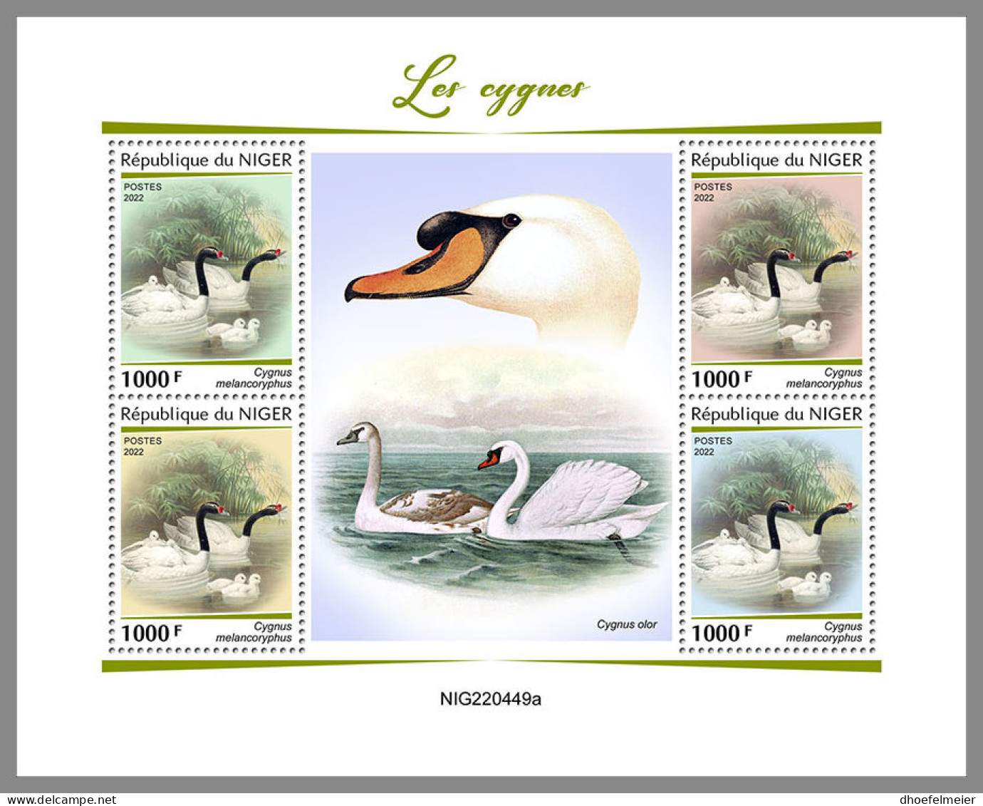 NIGER 2022 MNH Swans Schwäne Cygnes M/S - OFFICIAL ISSUE - DHQ2315 - Cisnes