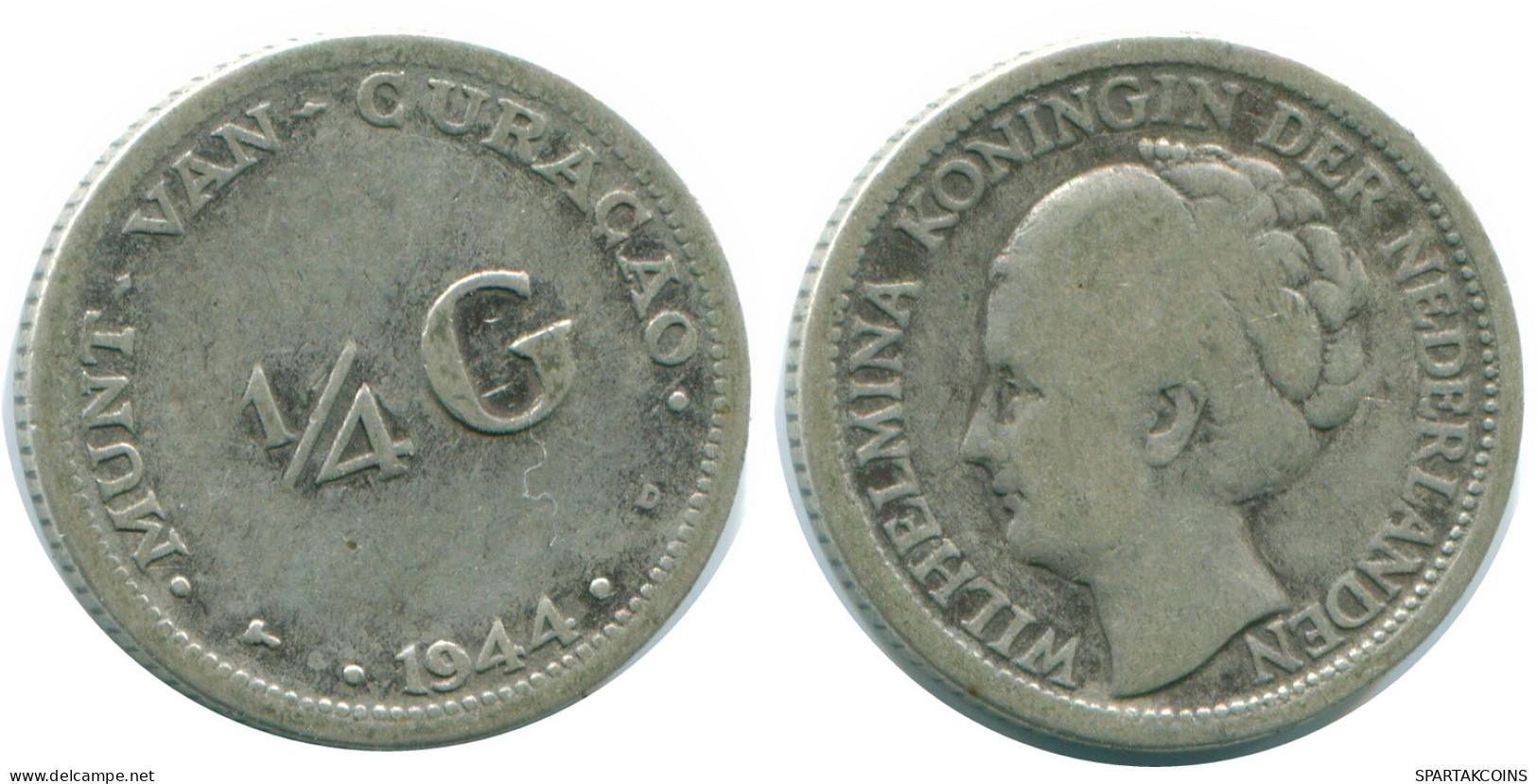 1/4 GULDEN 1944 CURACAO NIEDERLANDE SILBER Koloniale Münze #NL10596.4.D - Curacao