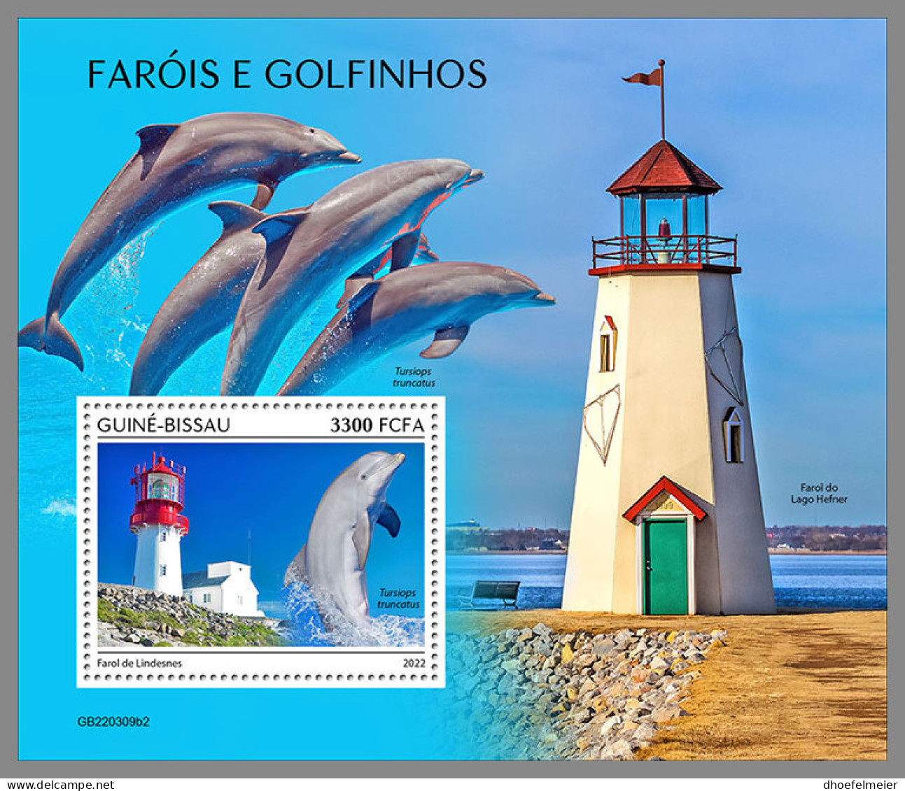 GUINEA BISSAU 2022 MNH Dolphins Delphine Dauphins Lighthouses S/S II - IMPERFORATED - DHQ2315 - Dauphins