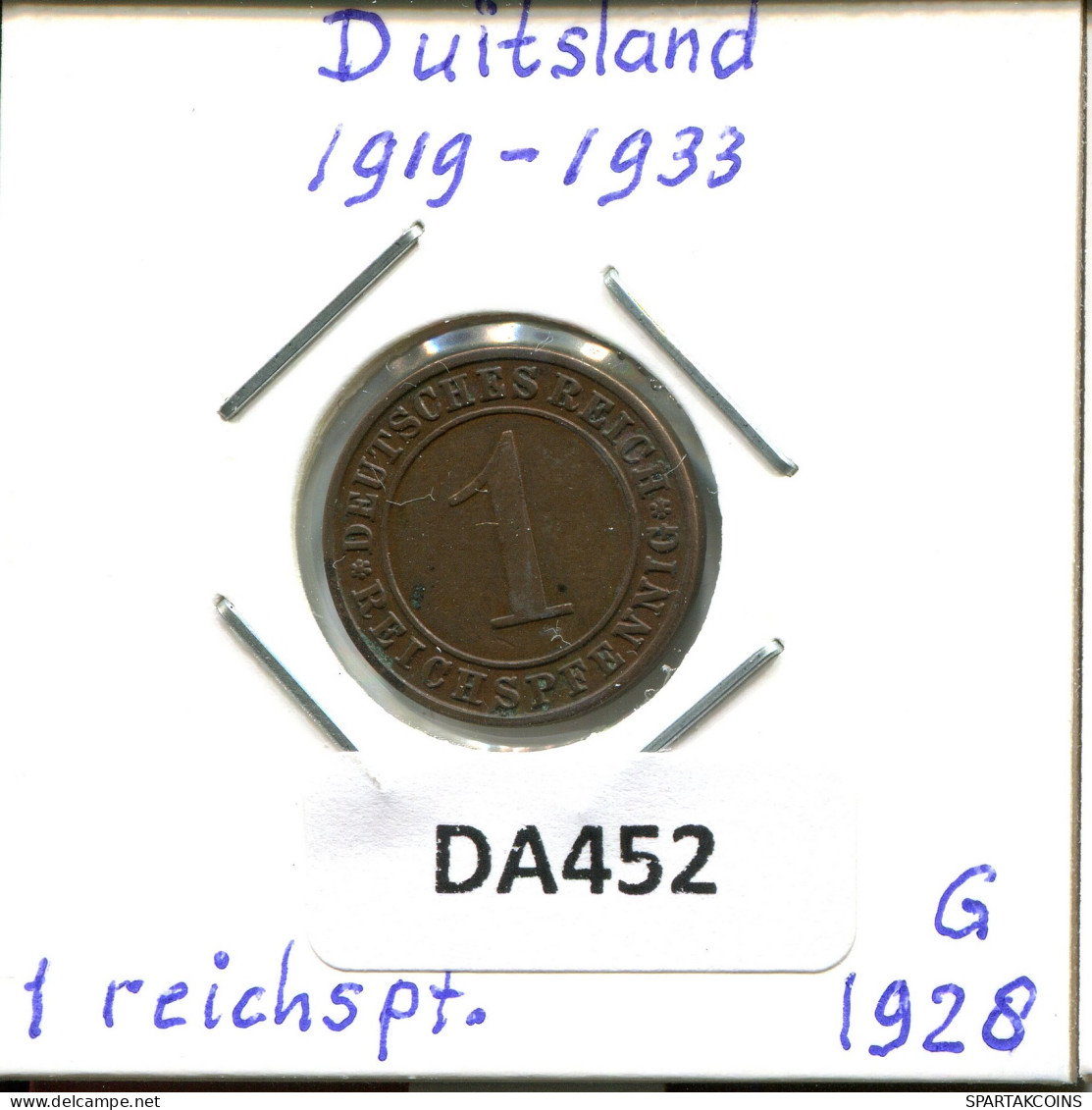 1 RENTENPFENNIG 1928 G DEUTSCHLAND Münze GERMANY #DA452.2.D - 1 Rentenpfennig & 1 Reichspfennig