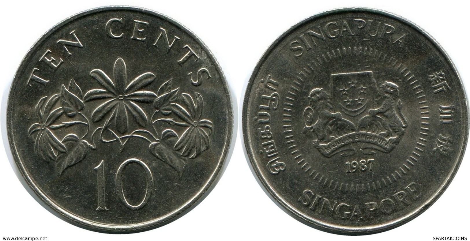 10 CENTS 1987 SINGAPUR SINGAPORE Münze #AR172.D - Singapour