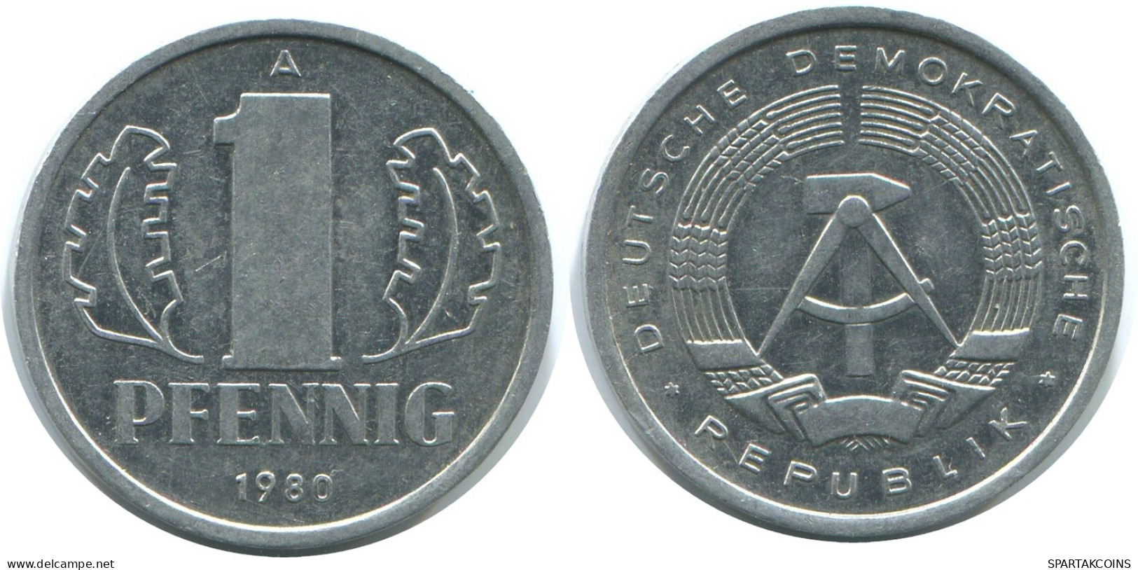 1 PFENNIG 1980 A DDR EAST DEUTSCHLAND Münze GERMANY #AE053.D - 1 Pfennig