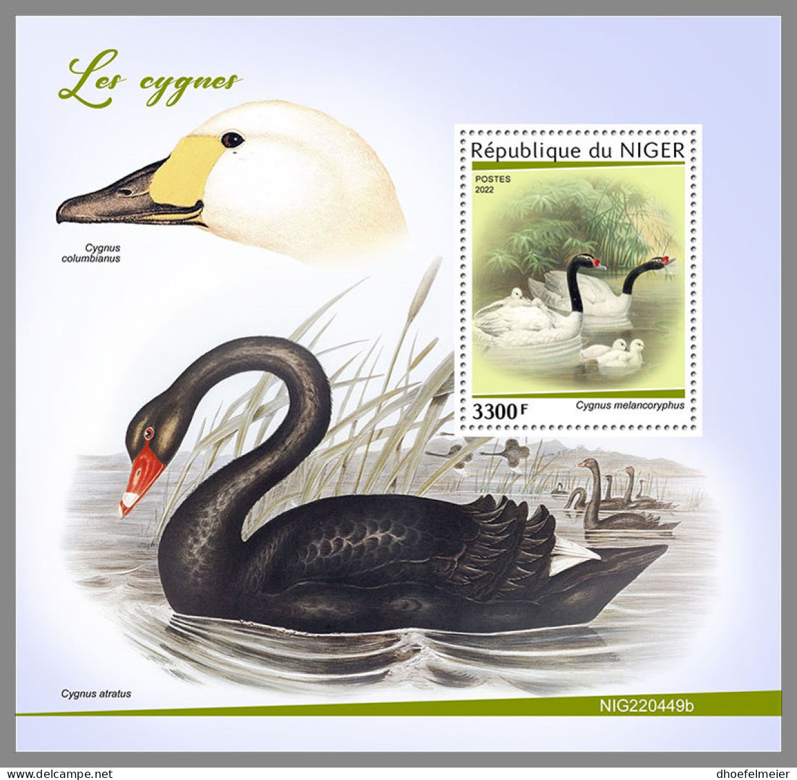 NIGER 2022 MNH Swans Schwäne Cygnes S/S - IMPERFORATED - DHQ2315 - Swans