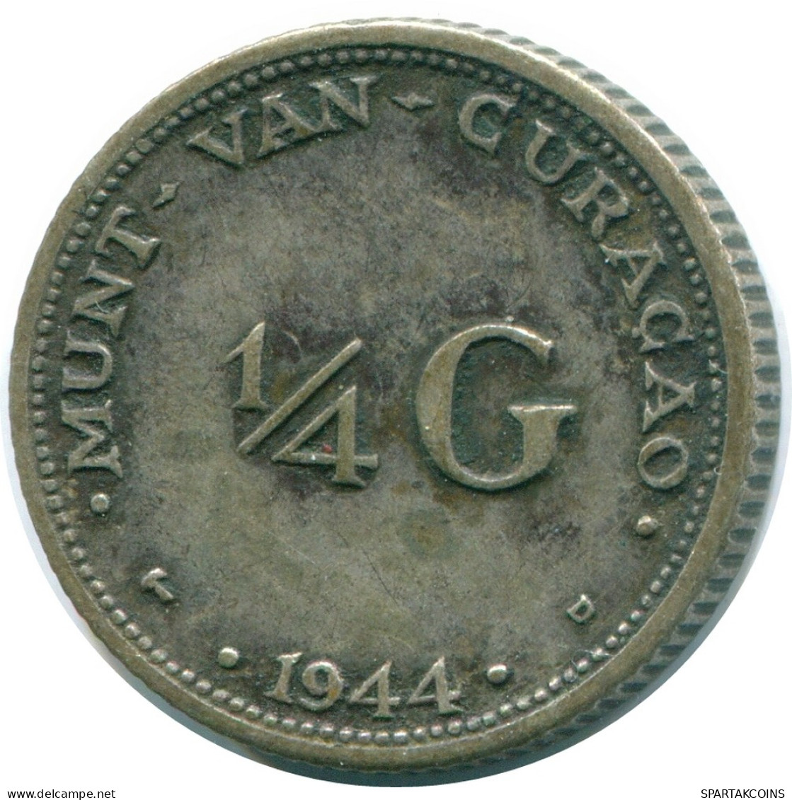 1/4 GULDEN 1944 CURACAO NIEDERLANDE SILBER Koloniale Münze #NL10696.4.D - Curacao