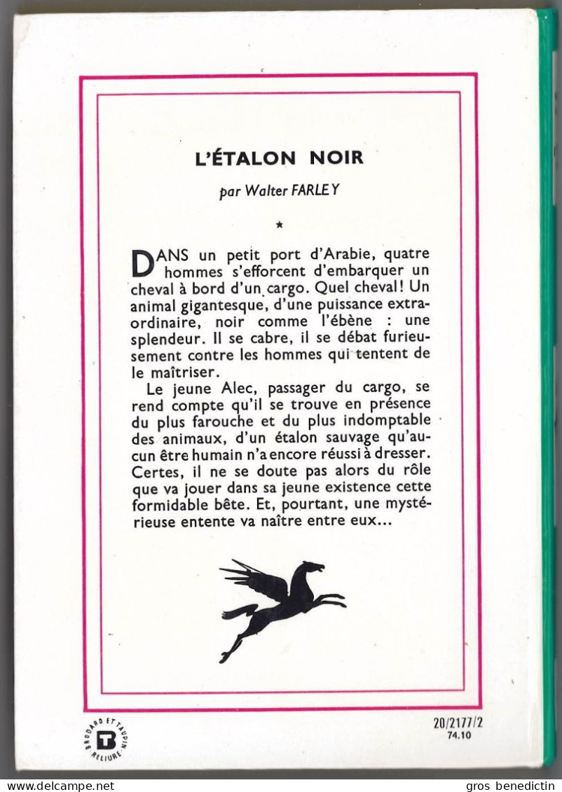 Hachette - Bibliothèque Verte - Walter Farley - "L'Etalon Noir" - 1974 - #Ben&Farley - Biblioteca Verde