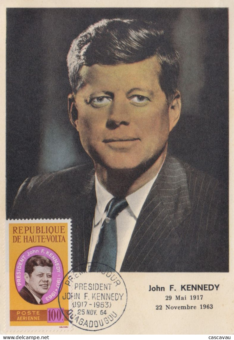 Carte  Maximum  1er  Jour    HAUTE  VOLTA    Président   John  KENNEDY   1964 - Kennedy (John F.)