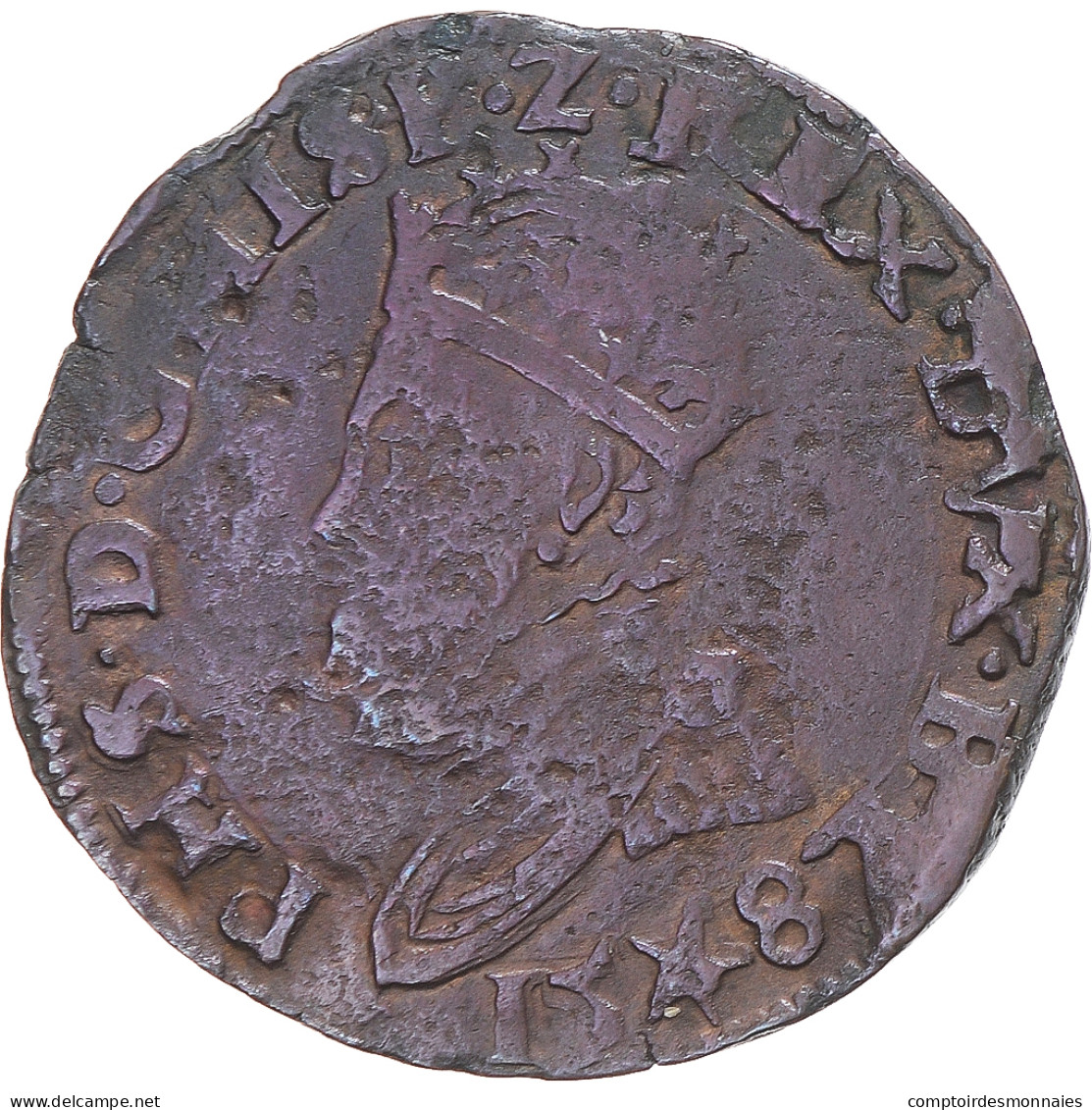 Monnaie, Pays-Bas Espagnols, Philippe II, Liard, 1587, Maastricht, TB+, Cuivre - …-1795 : Oude Periode