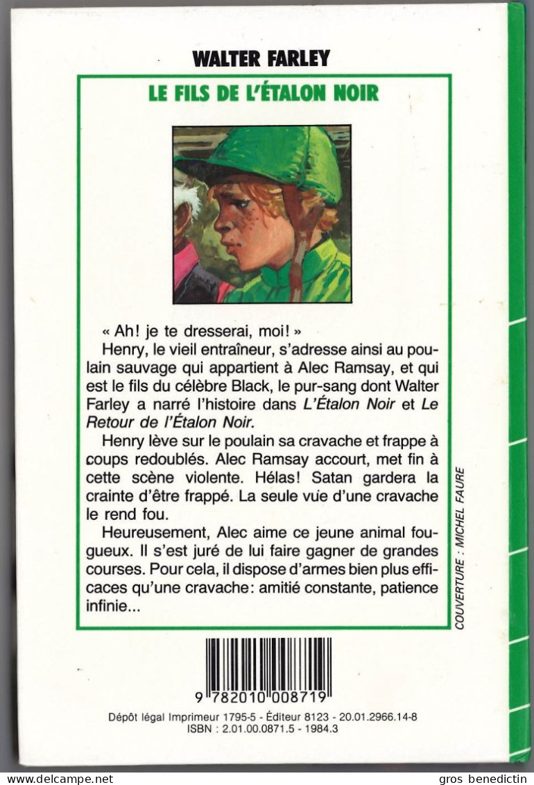 Hachette - Bibliothèque Verte - Walter Farley - "Le Fils De L'Etalon Noir" - 1984 - #Ben&Farley - Bibliothèque Verte