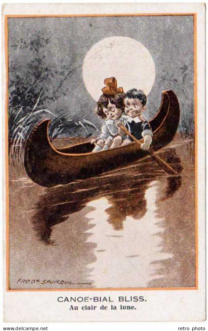 Cpa Signée Fred Spurgin - Canoe-Bial Bliss - Au Clair De La Lune     (S.12782) - Spurgin, Fred