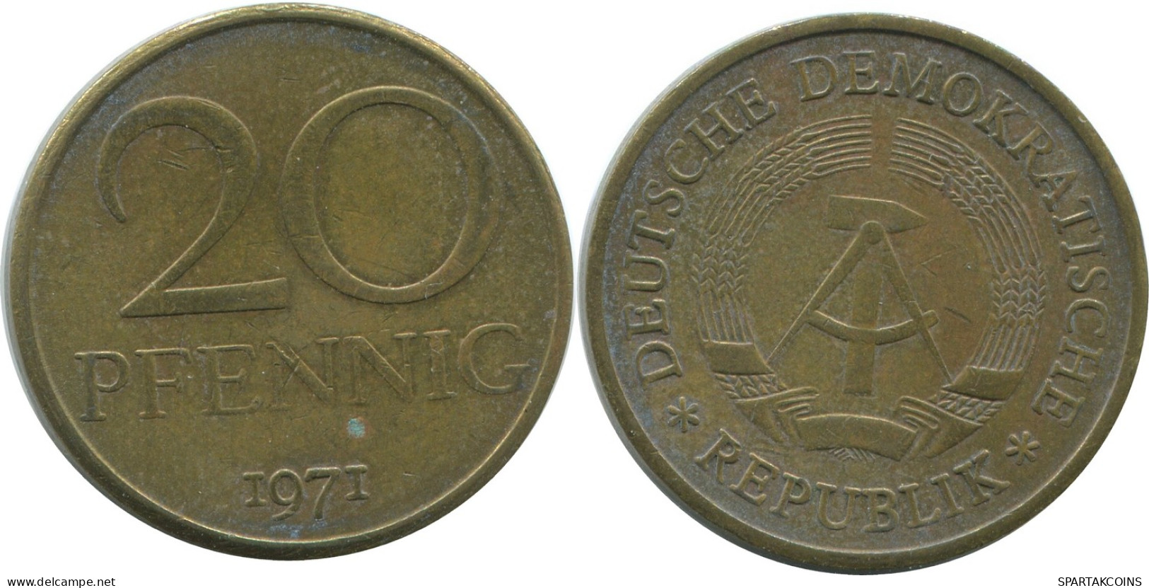 20 PFENNIG 1971 DDR EAST DEUTSCHLAND Münze GERMANY #AE117.D - 20 Pfennig