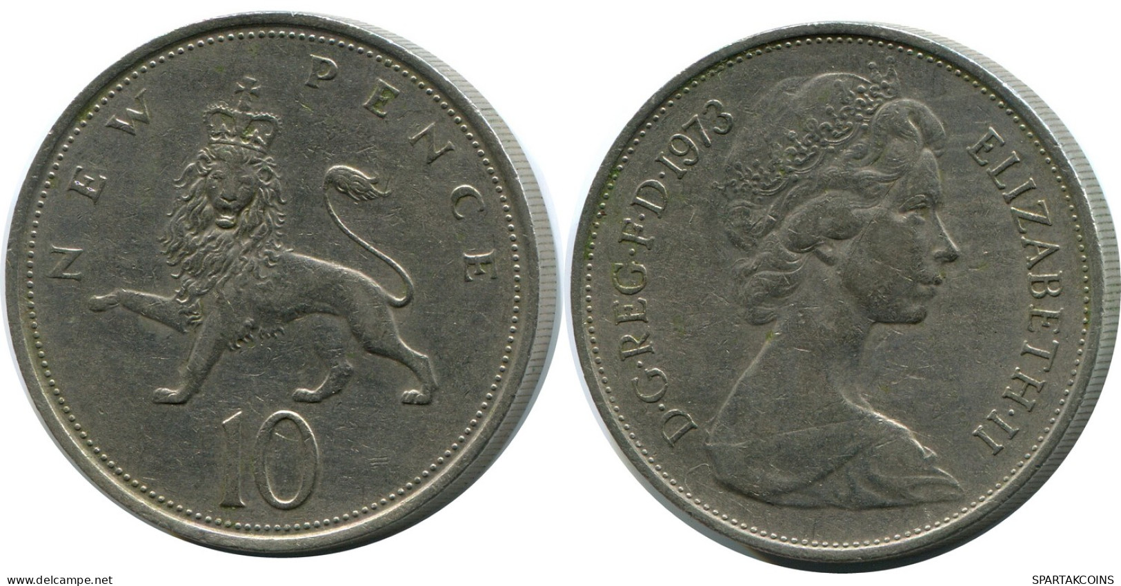 10 NEW PENCE 1973 UK GROßBRITANNIEN GREAT BRITAIN Münze #AZ020.D - 10 Pence & 10 New Pence