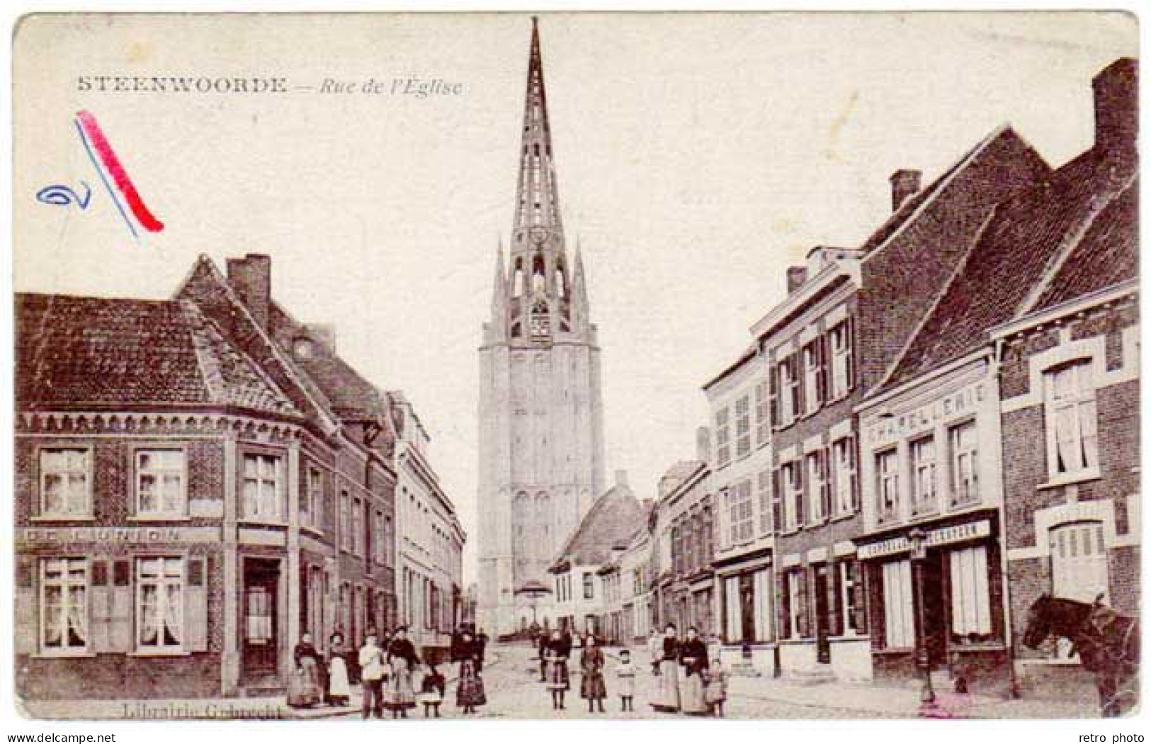 Cpa Belgique - Steenwoorde - Rue De L'église -état-   (S.12784) - Steenvoorde
